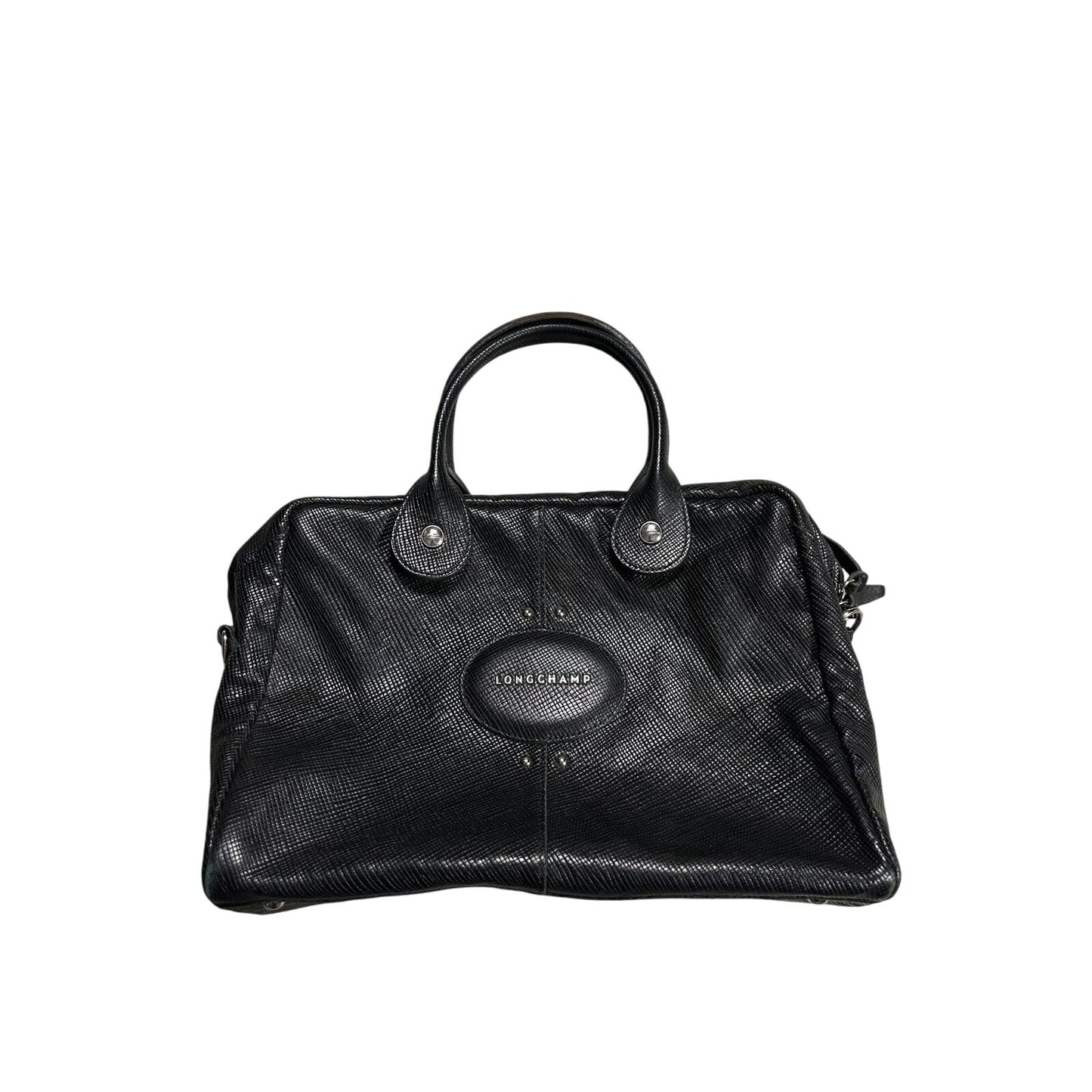 Longchamp handle bag black real leather Y2K