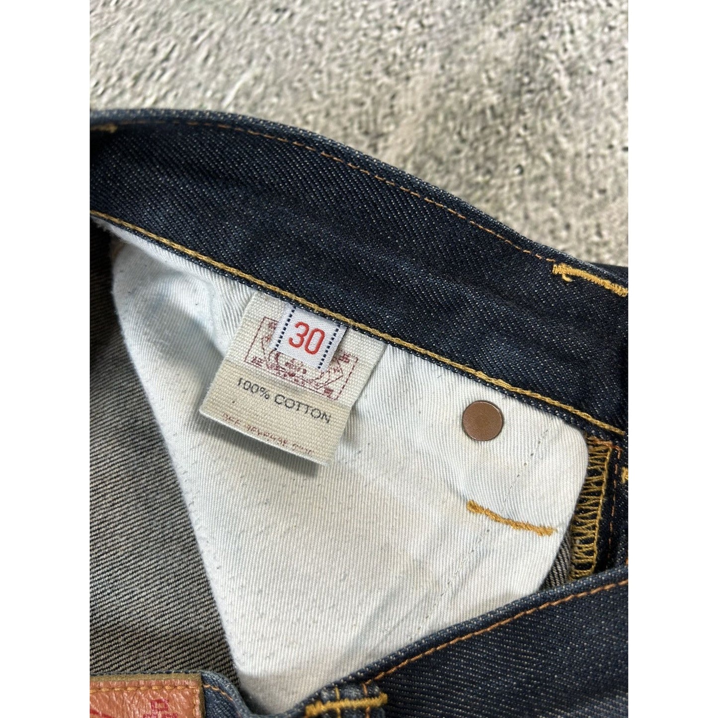 Evisu jeans daicock big logo white selvedge denim Y2K