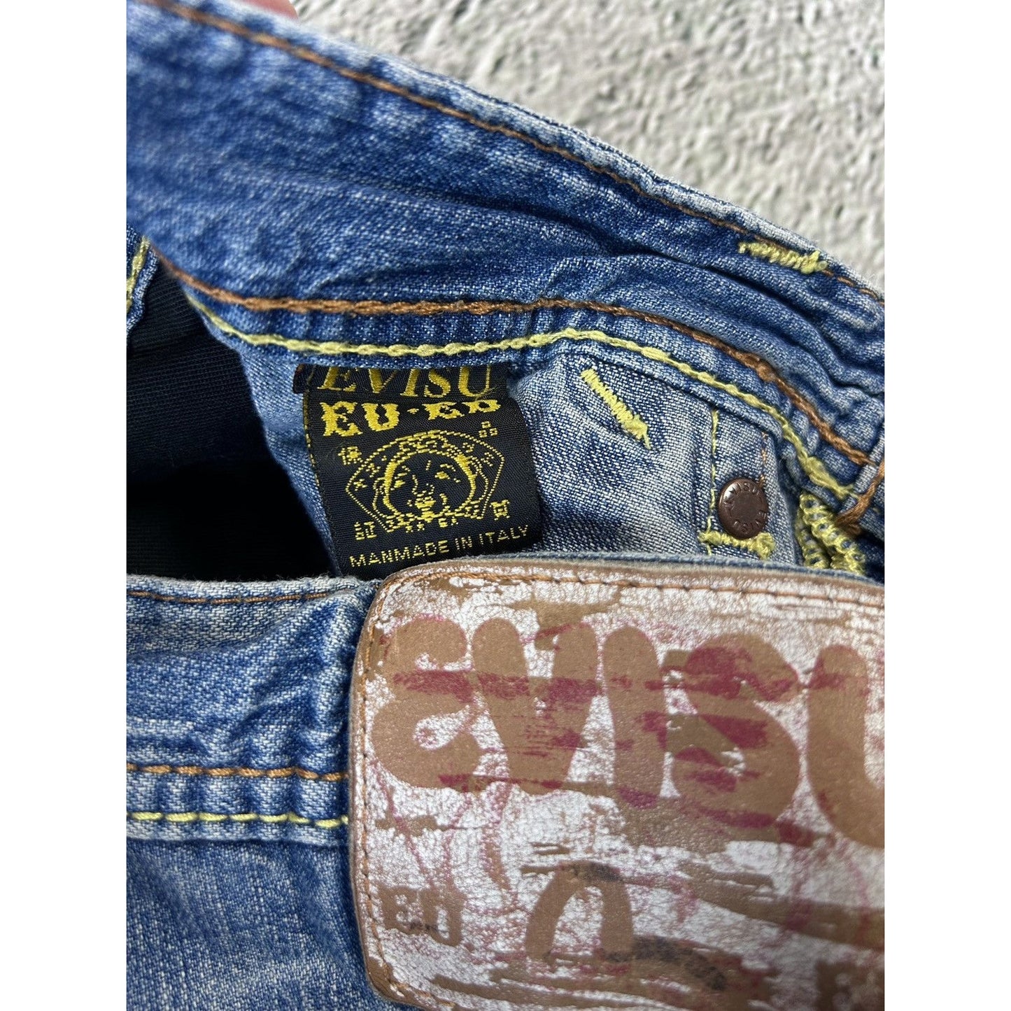 Evisu EU ED jeans vintage denim pants seagulls baby blue