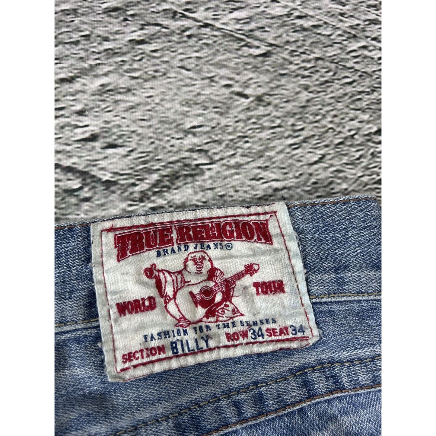 True Religion blue jeans Billy embroidery big logo Y2K denim