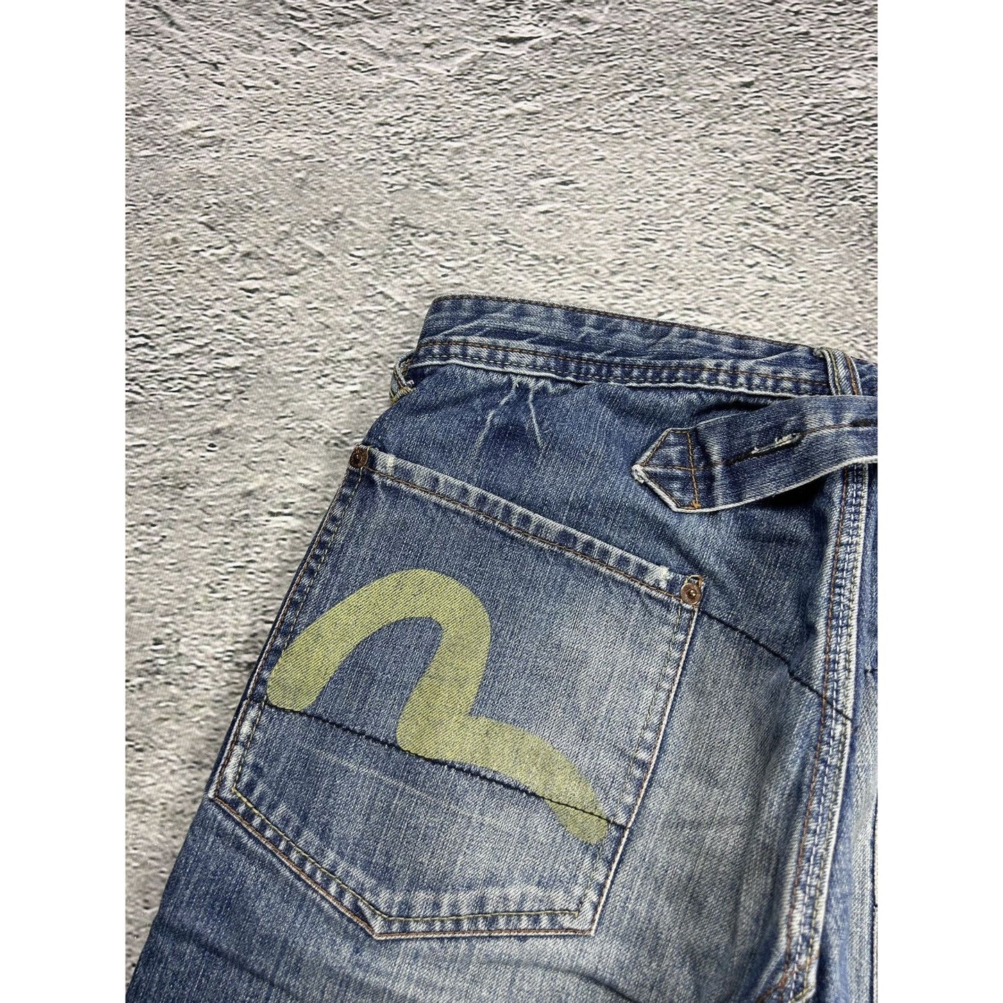 Evisu EU ED jeans vintage denim pants seagulls cargo blue
