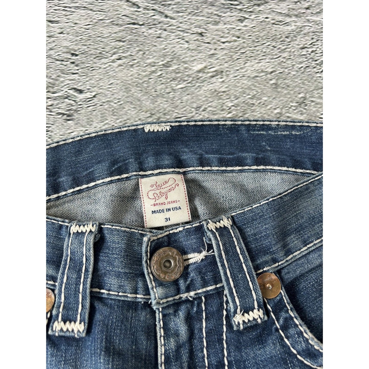True Religion vintage navy jeans Joey thick stitching flared