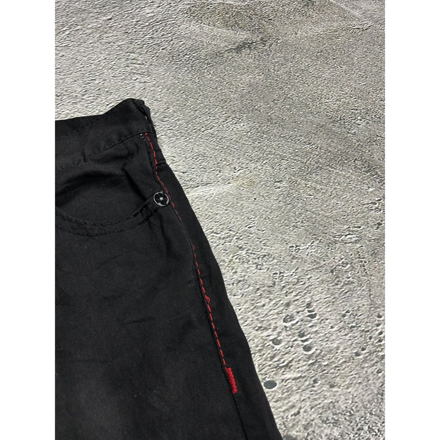 True Religion vintage black jeans Ricky red thick stitching