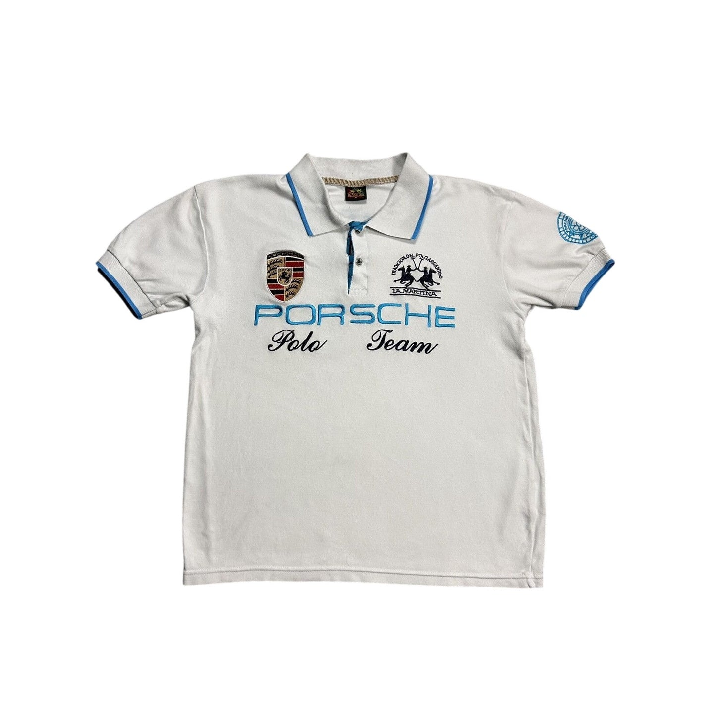 La Martina Porsche Polo T-shirt Team 3 white baby blue