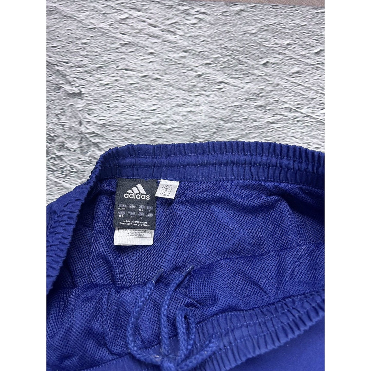 Adidas vintage navy blue nylon track pants drill Y2K