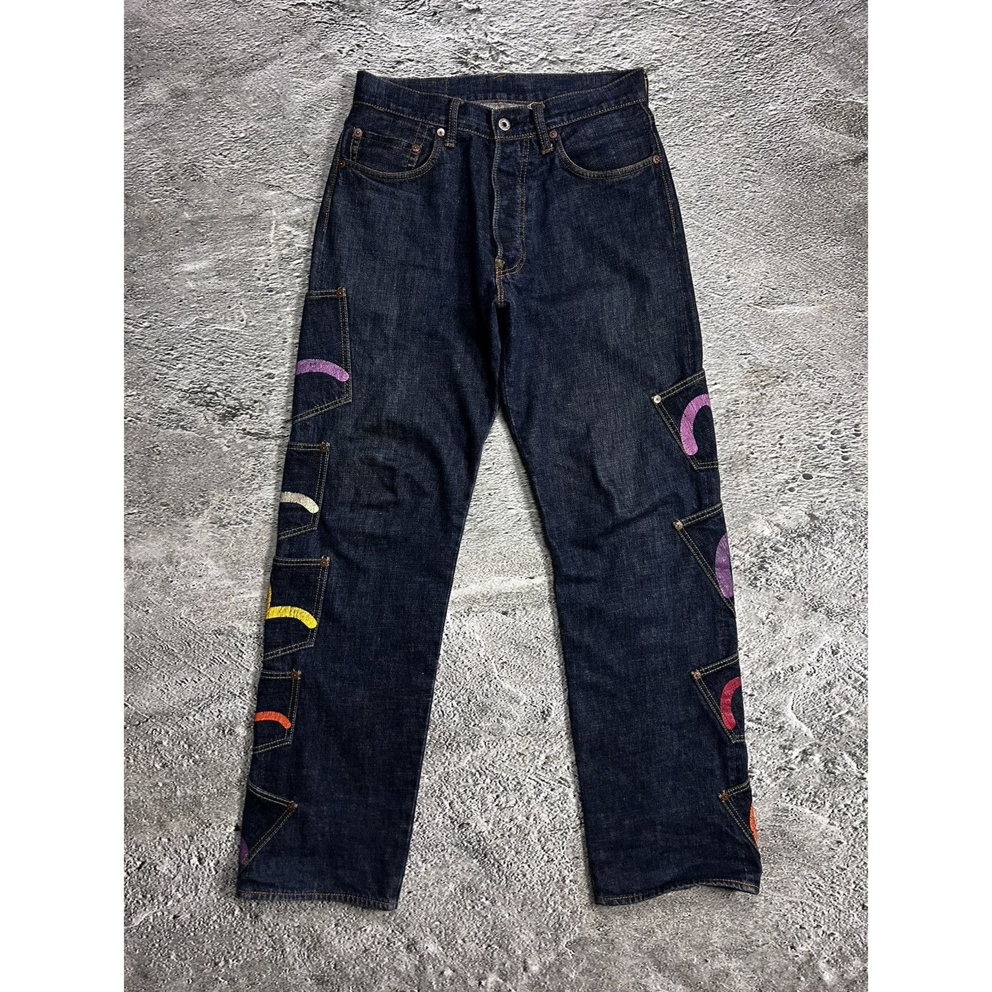 Evisu multipocket jeans multicolor vintage selvedge denim