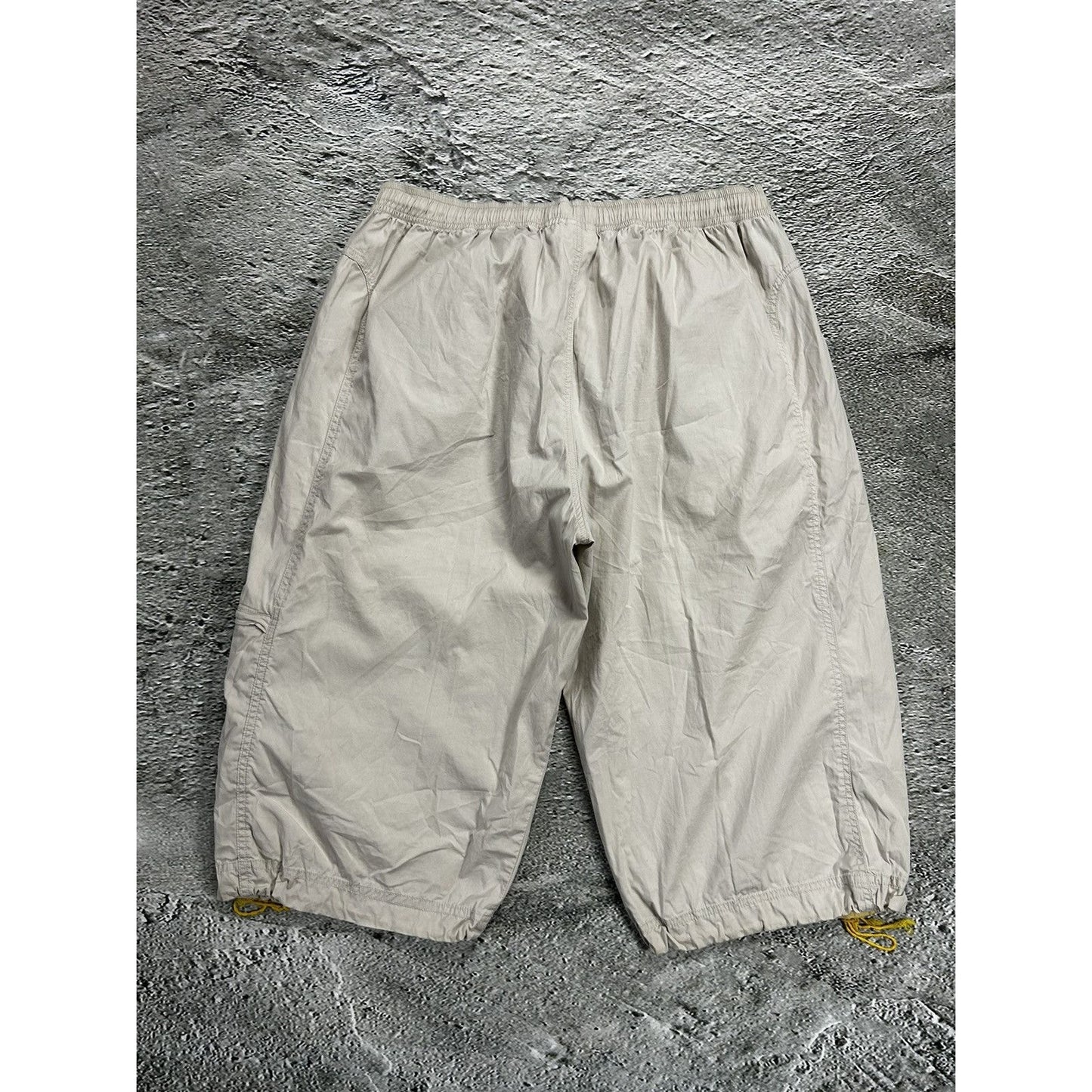 Reebok vintage beige nylon track pants cargo parachute capri