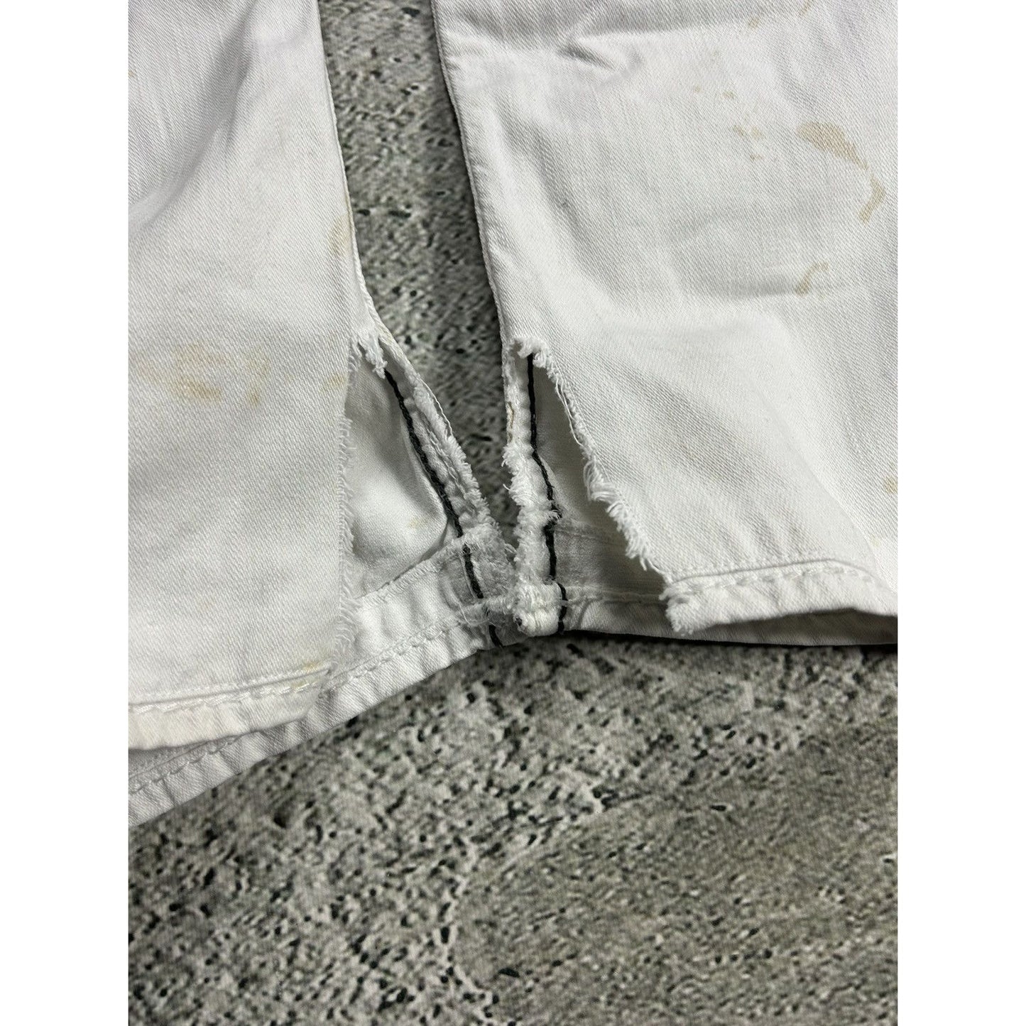True Religion vintage white jeans denim black stitching Y2K