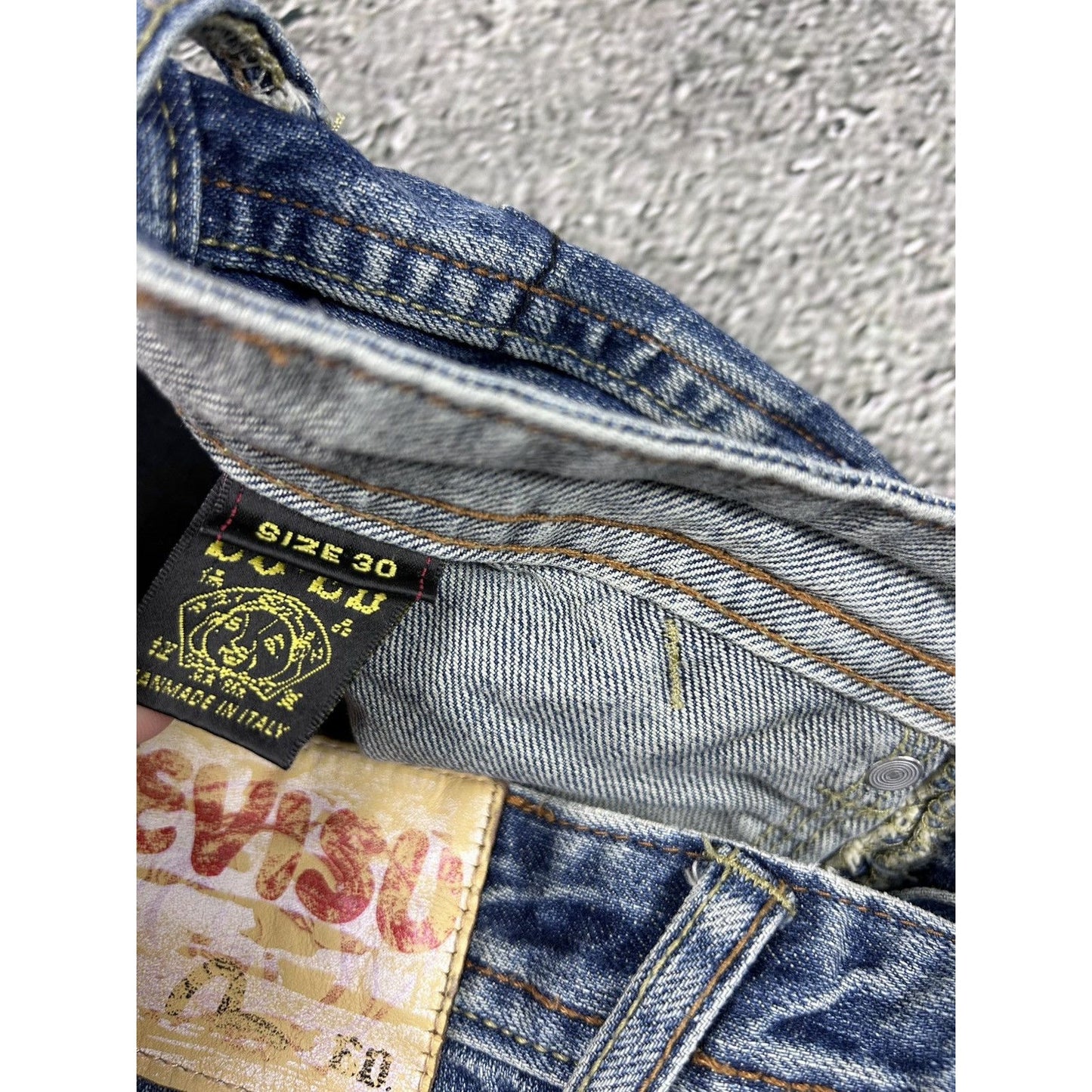 Evisu EU ED jeans vintage denim pants seagulls cargo blue