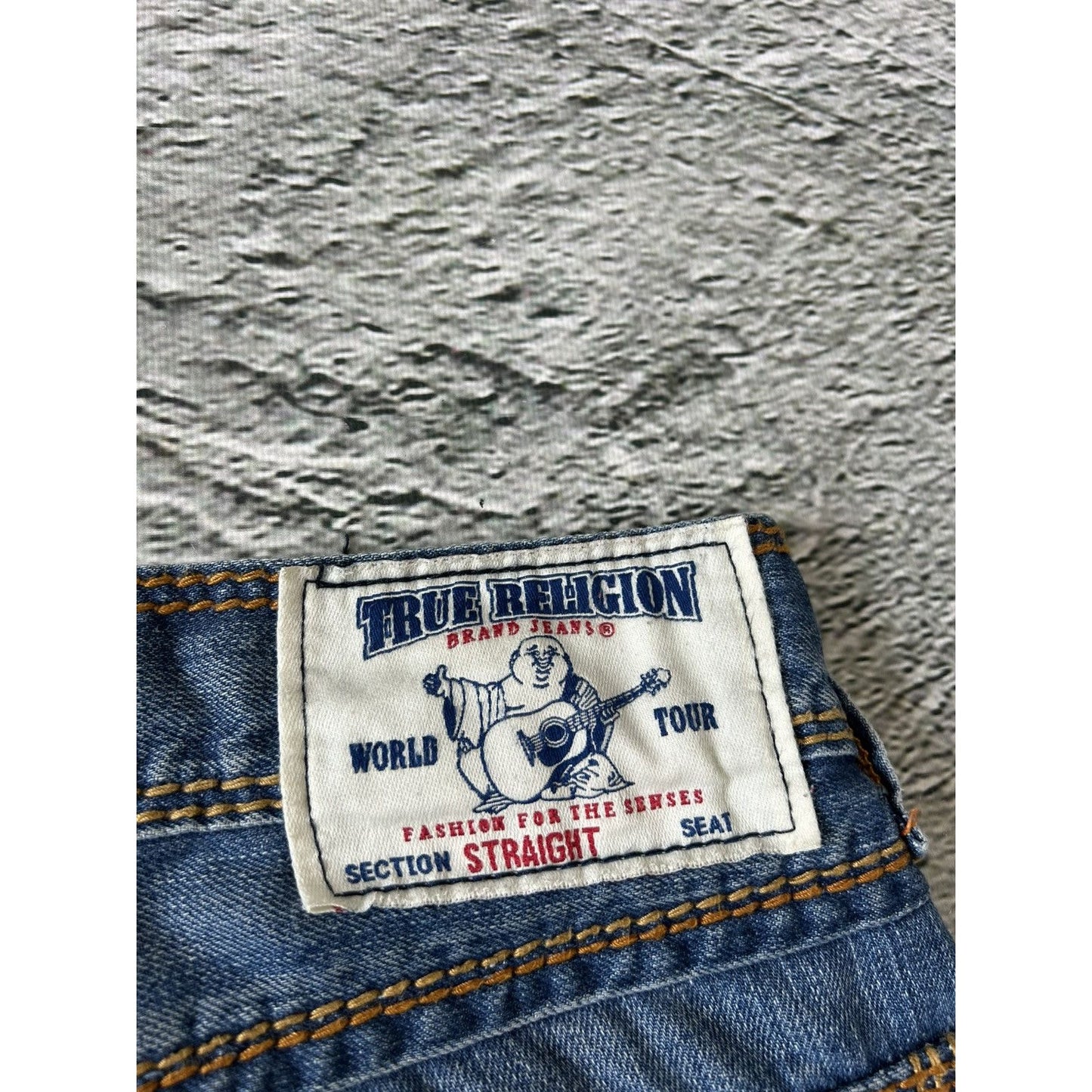 True Religion blue jeans thick stitching straight Y2K