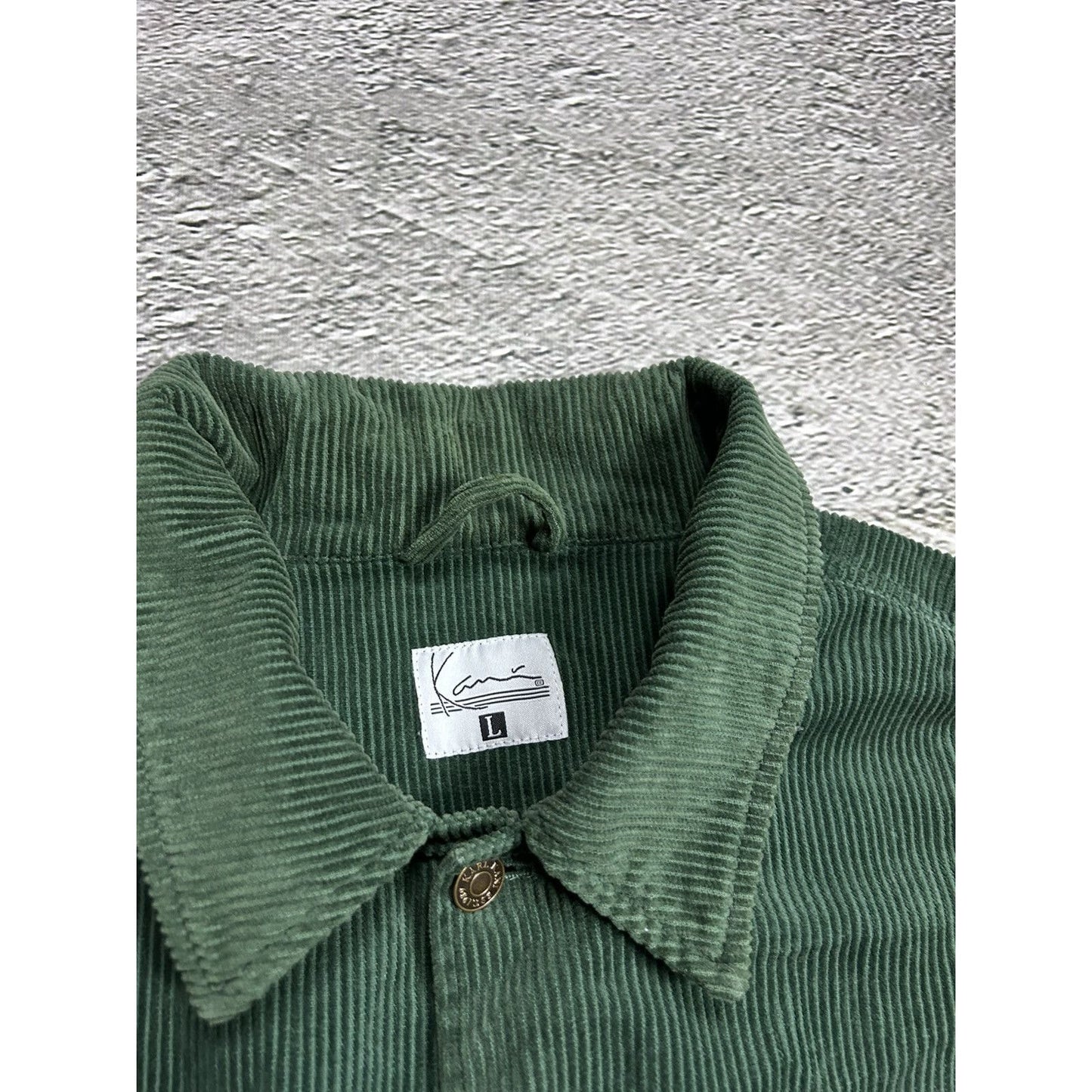 Karl Kani vintage corduroy shirt green big logo spell out