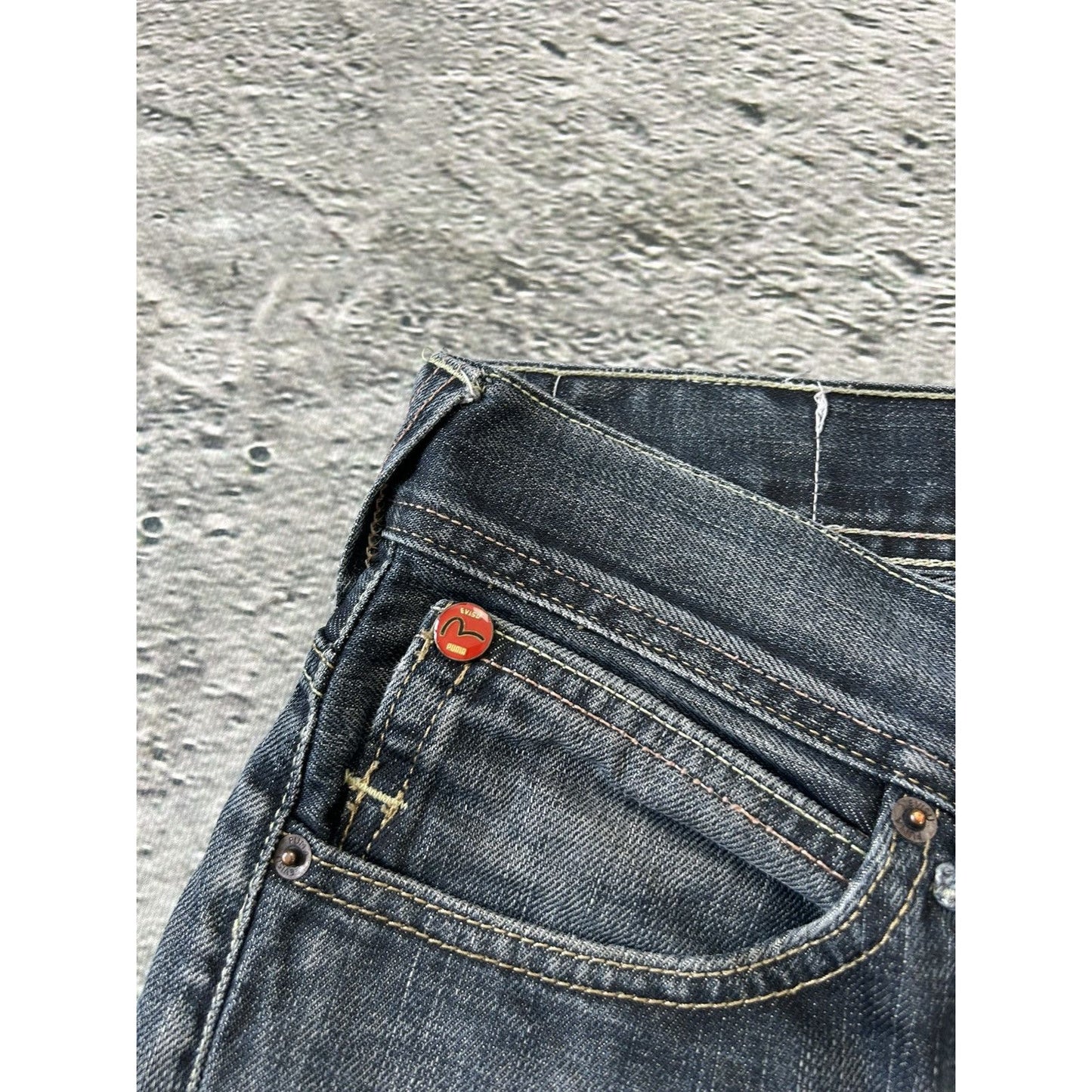 Evisu x Puma vintage navy jeans mint seagulls