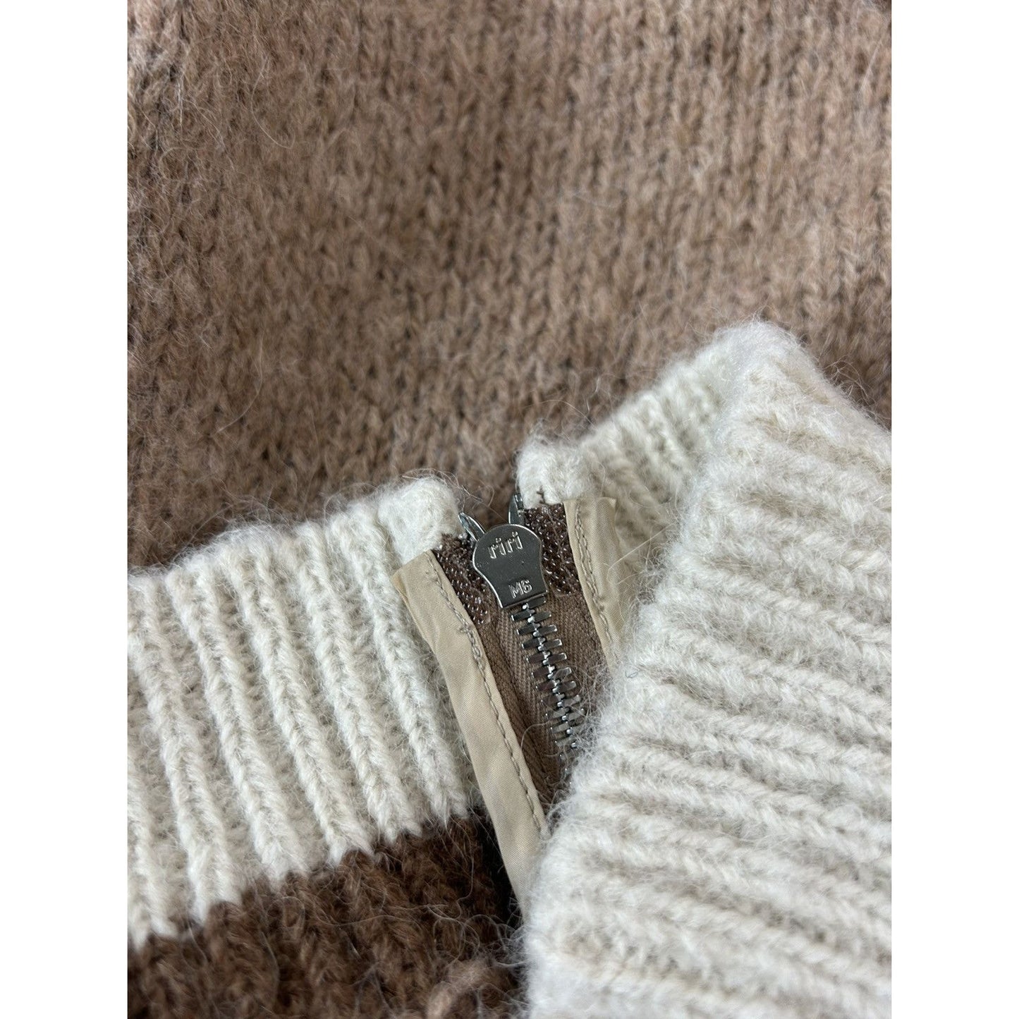 Prada Alpaca wool sweater zip turtleneck cardigan brown