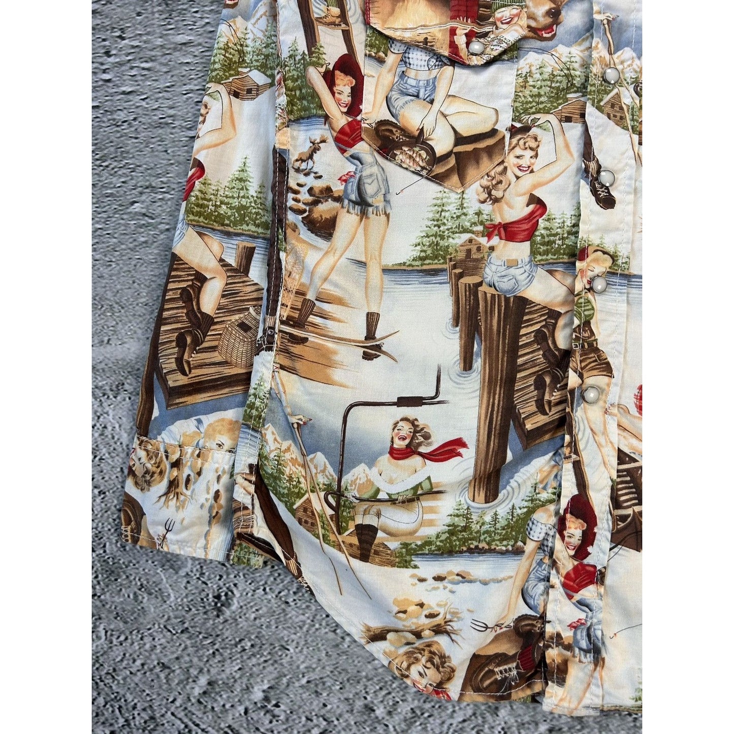 Evisu shirt button-up playboy style sexy fullprint