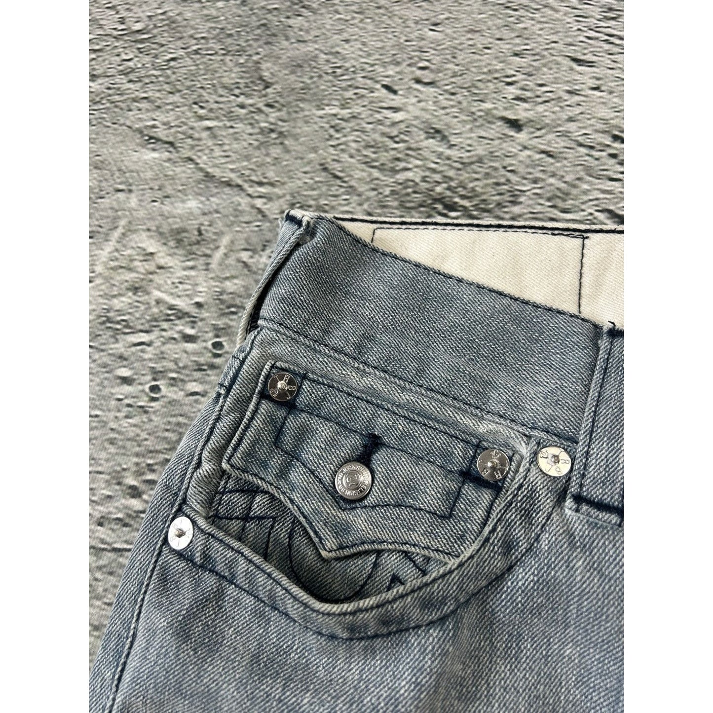 True Religion grey jeans contrast stitching Y2K straight