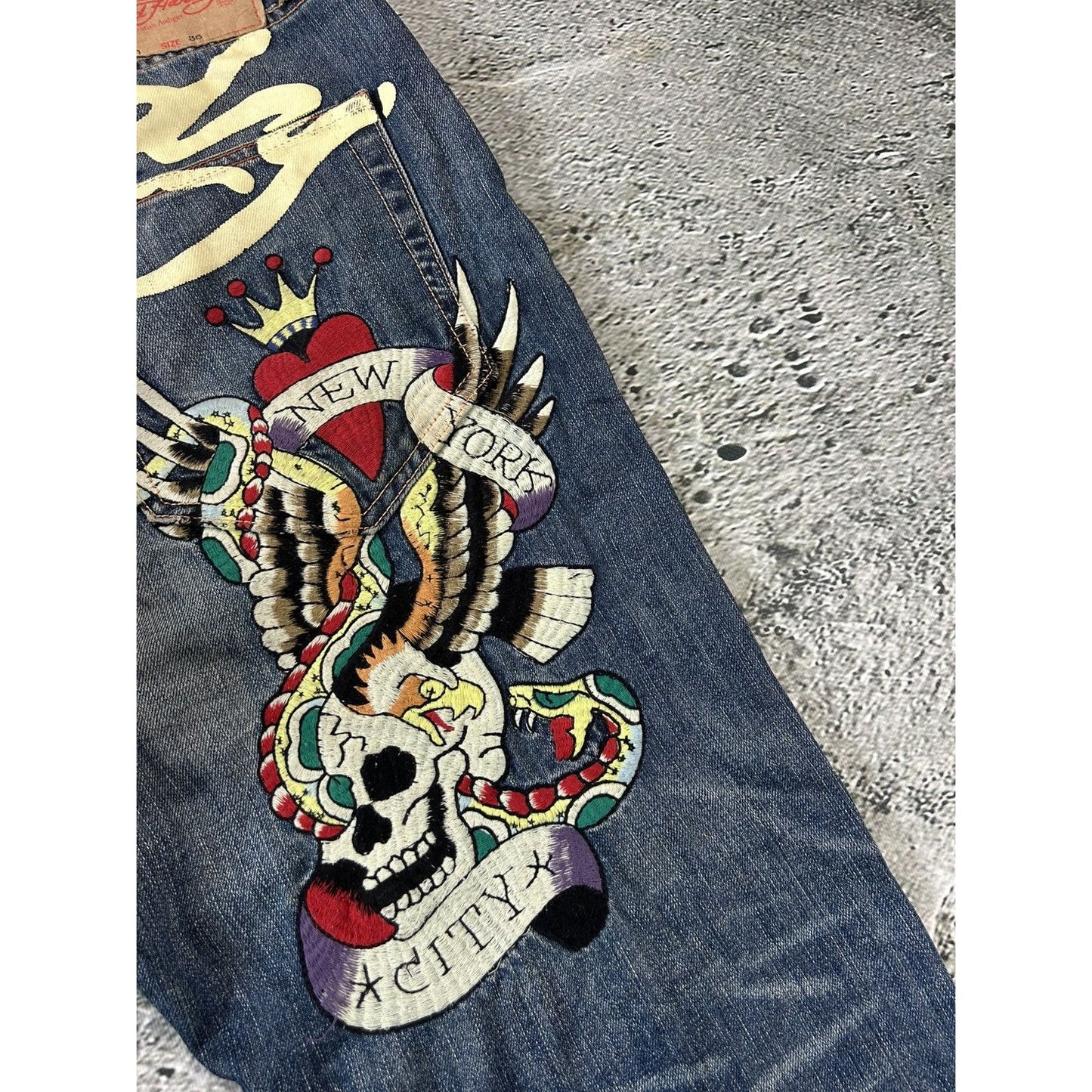 Ed Hardy Christian Audigier vintage jeans big logo pants