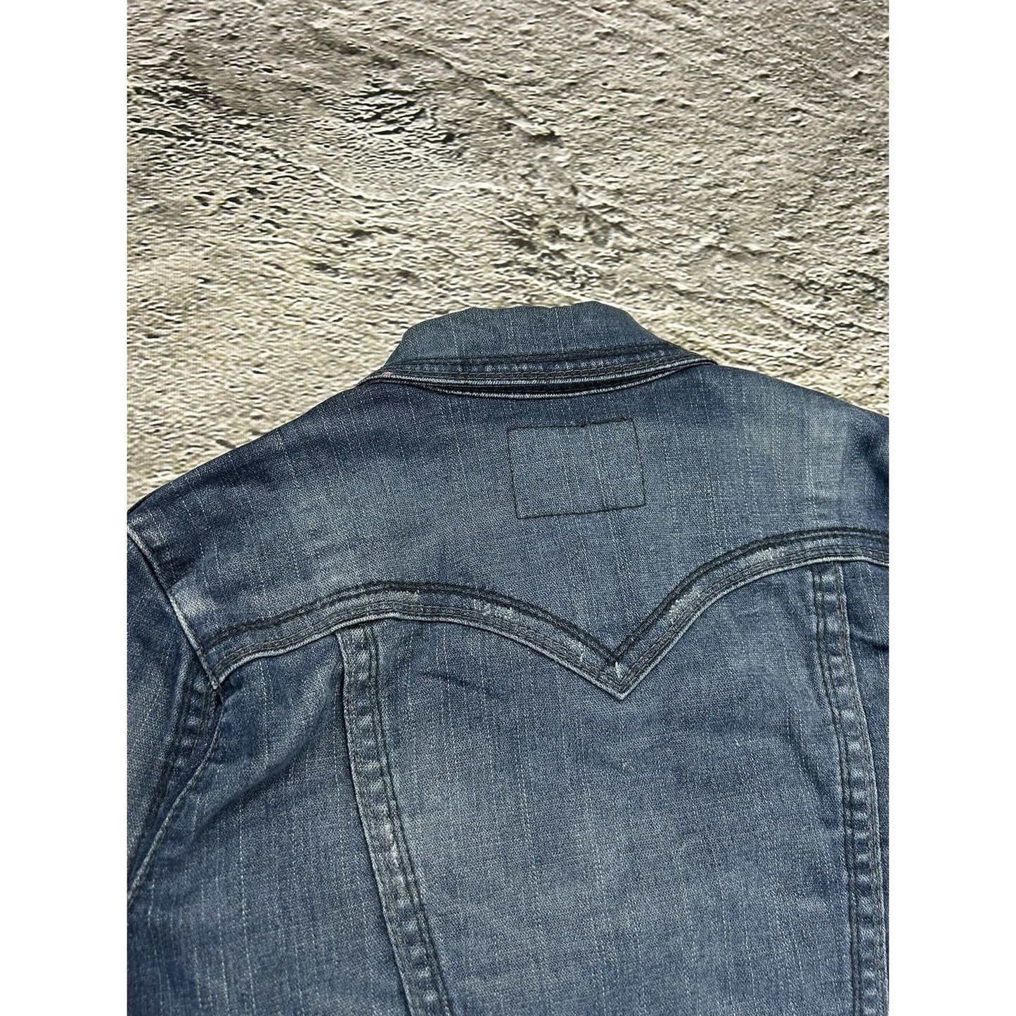 True Religion vintage denim jacket navy contrast stitching