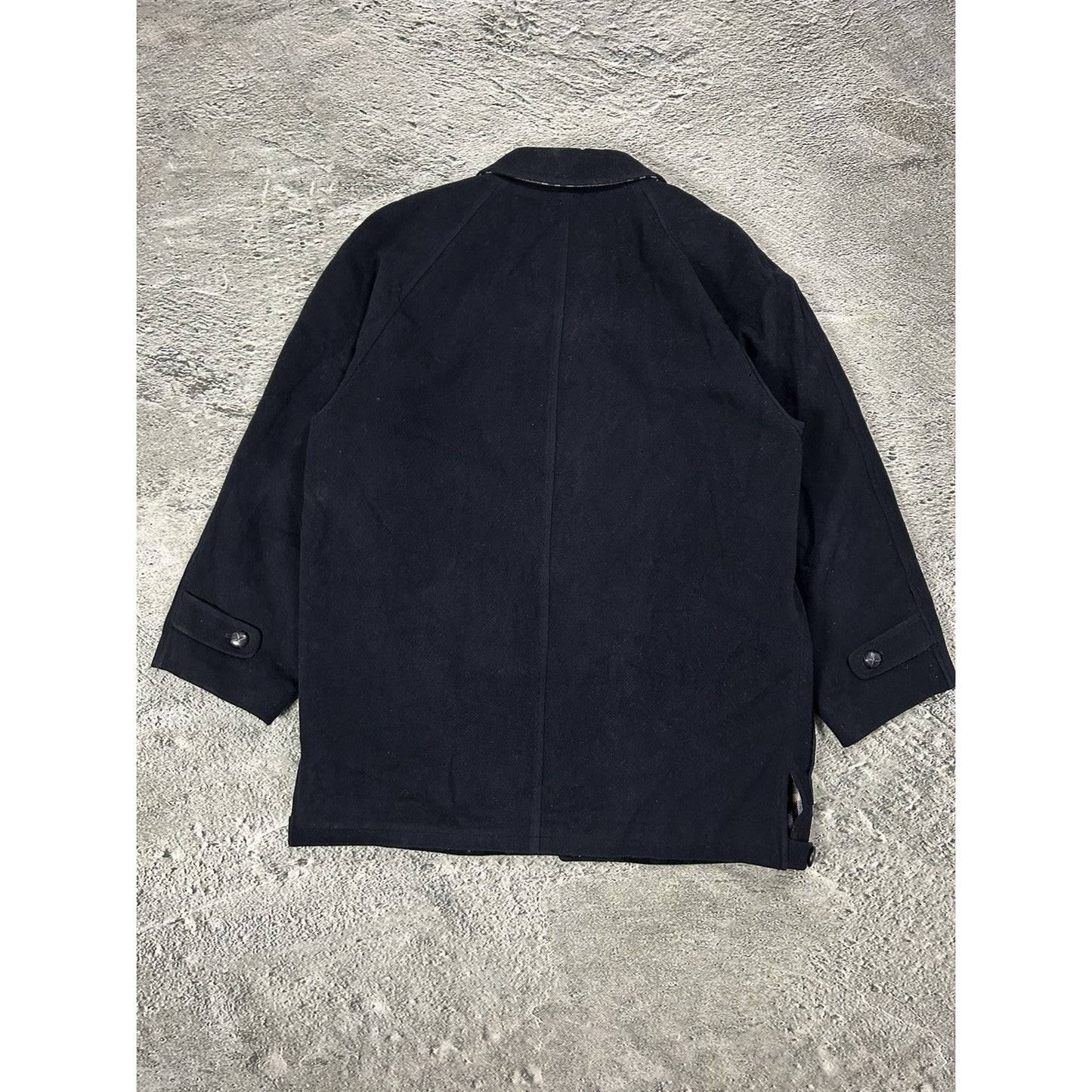 Burberrys coat navy vintage nova check Burberry wool