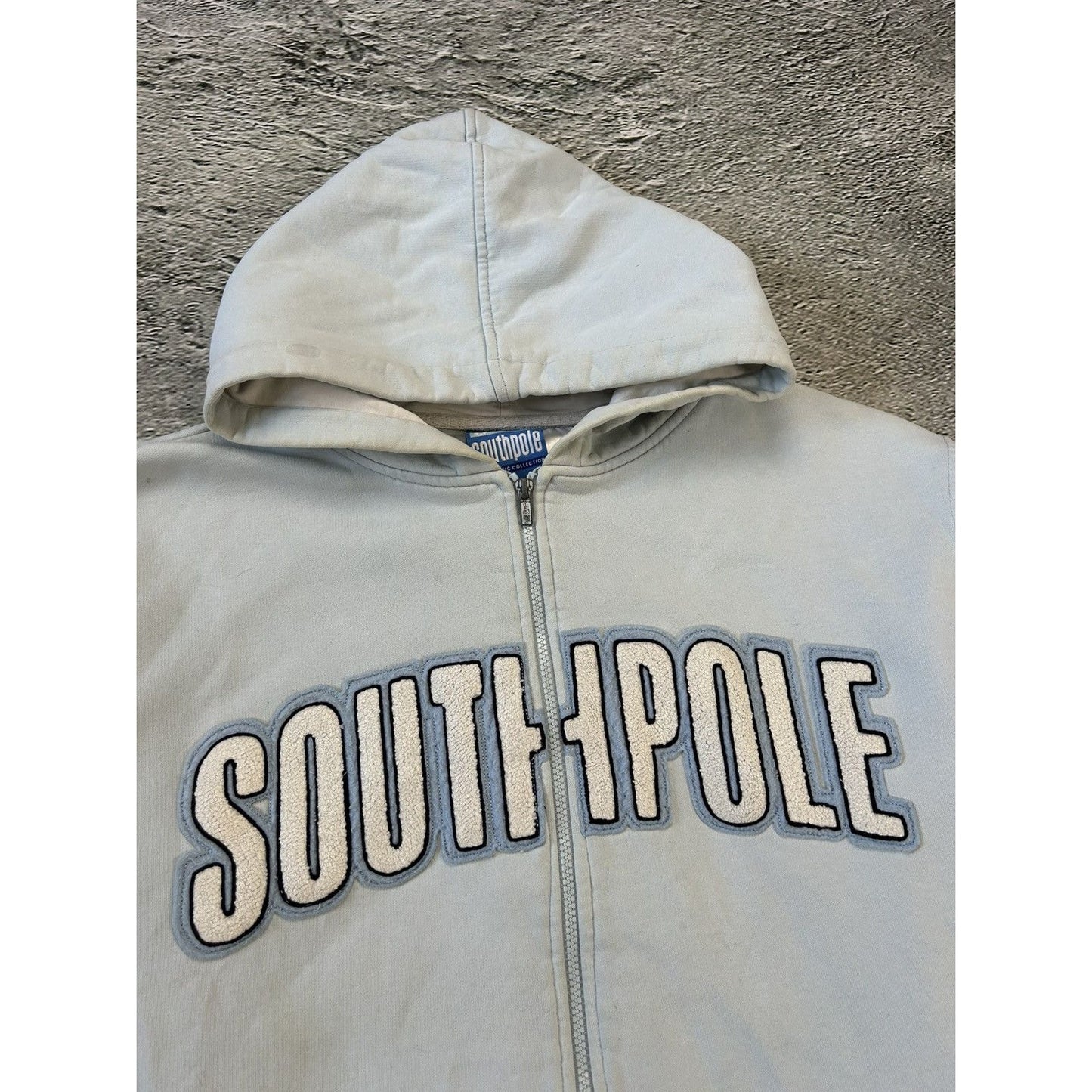 Southpole vintage zip hoodie baby blue big logo Y2K