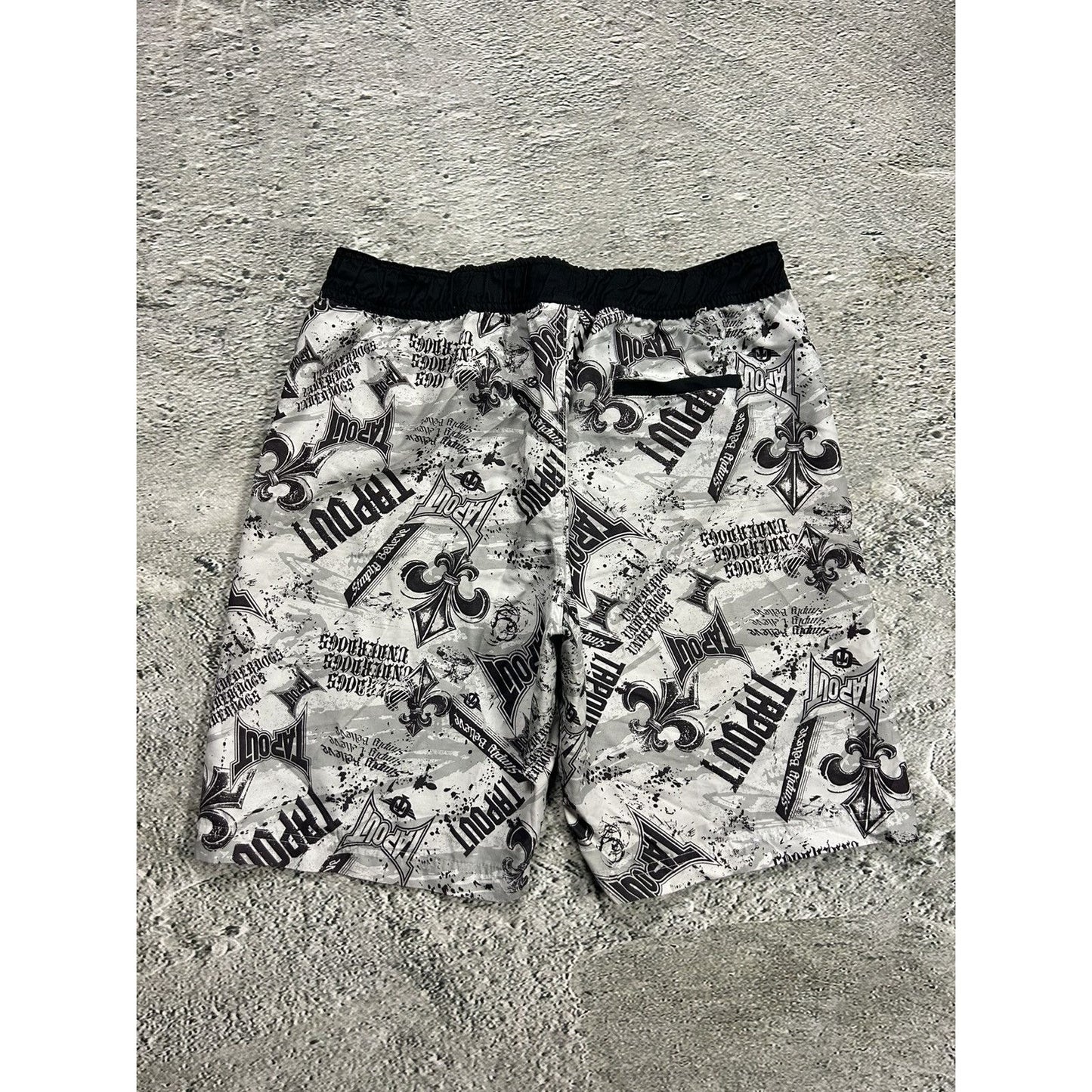 Tapout shorts vintage full print big logo boxing white black
