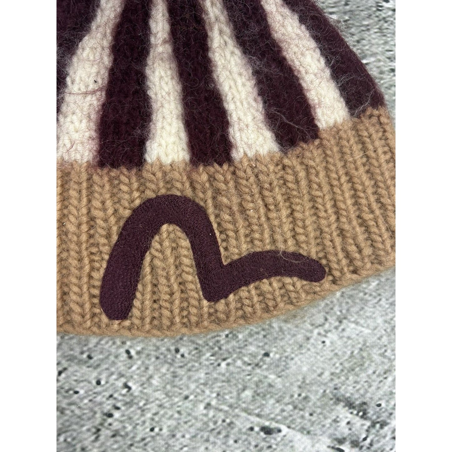 Evisu beanie Y2K seagull big logo wool