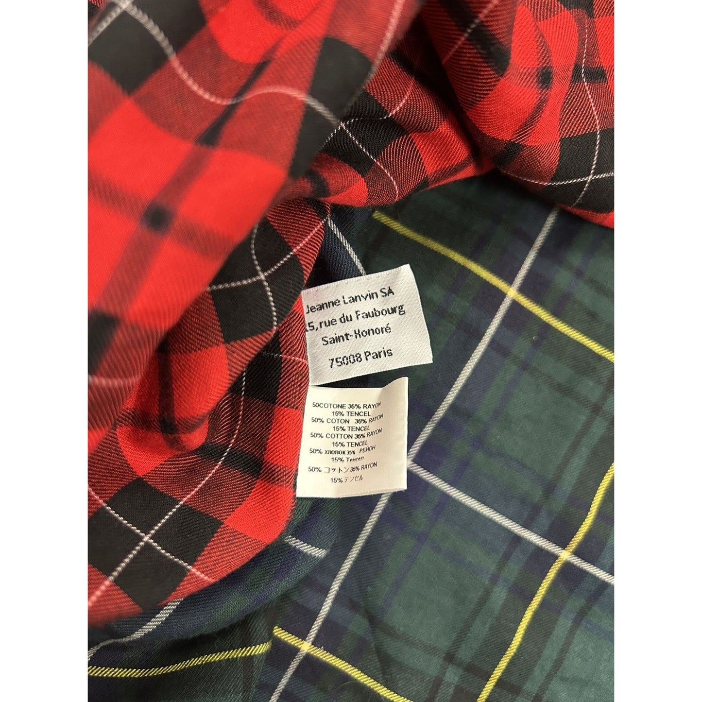 Lanvin shirt patchwork plaid tartan button up flannel runway