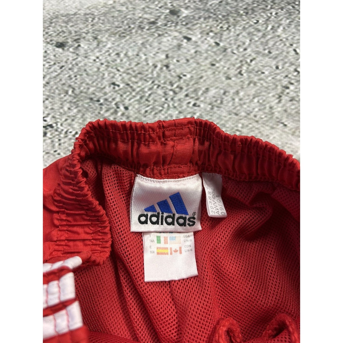 Adidas vintage red nylon track pants capri drill 90s Y2K