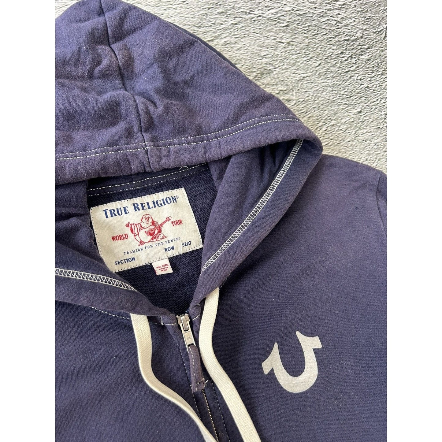 True Religion vintage Navy blue zip hoodie big logo