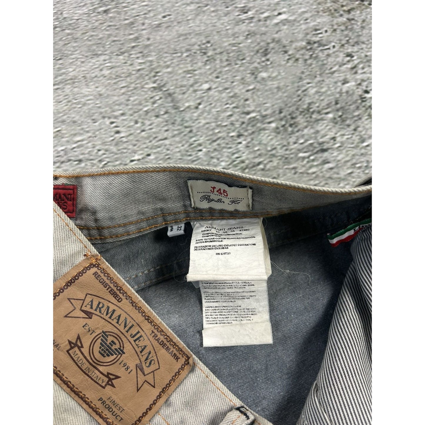 Armani jeans light grey stone washed vintage denim pants