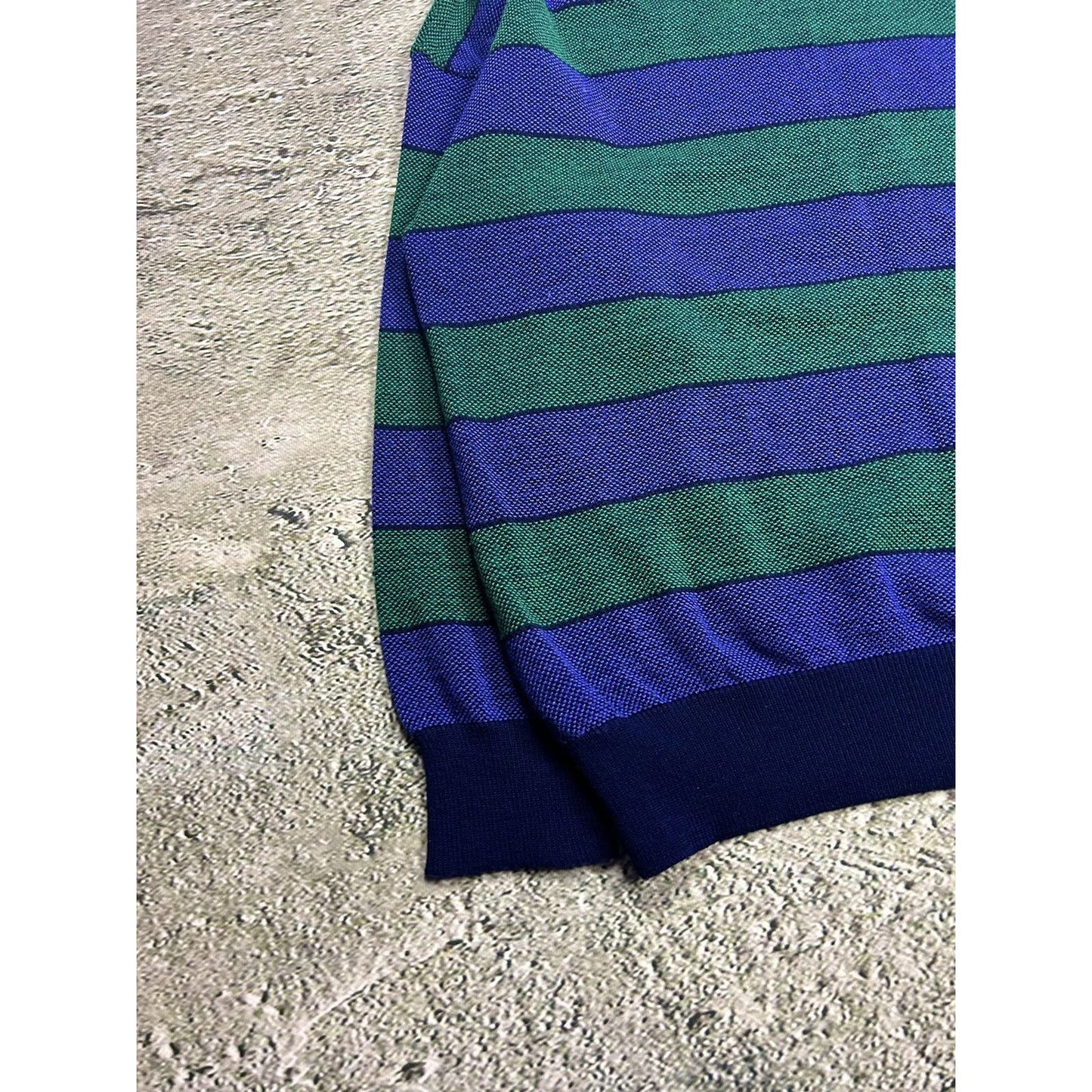 Lacoste sweater vintage purple green small logo striped