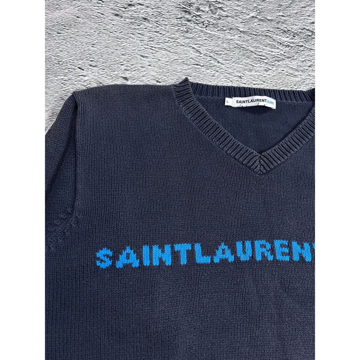 Saint Laurent Paris sweater big logo spellout jeans SLP YSL