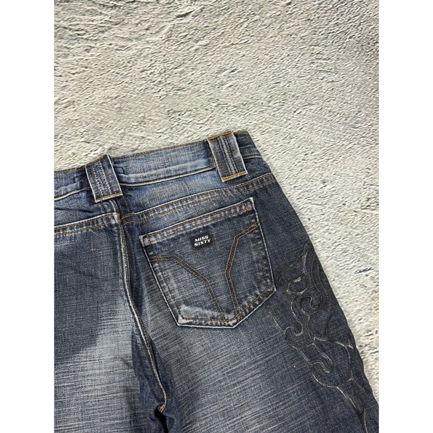 Miss Sixty Jeans flared tribal Y2K navy medusa