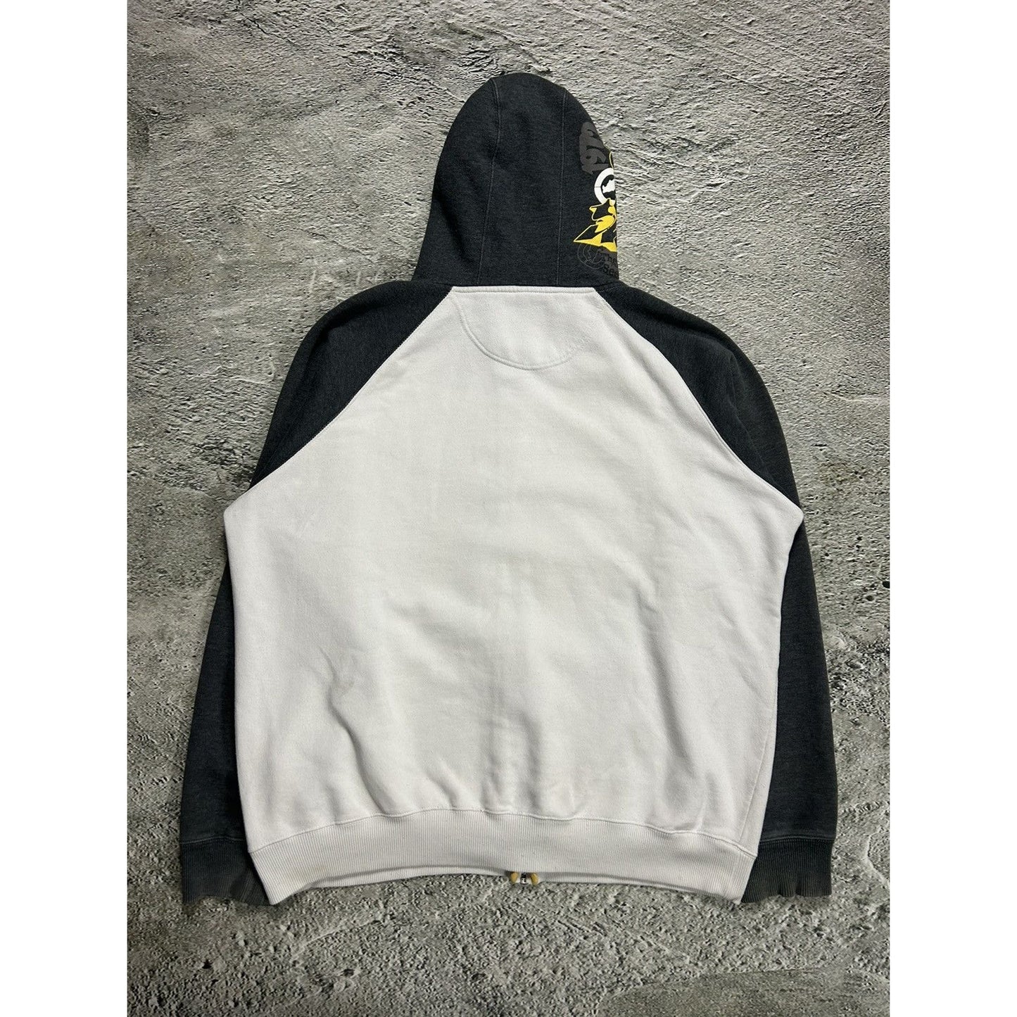 Ecko Unltd vintage zip hoodie white grey yellow big logo Y2K