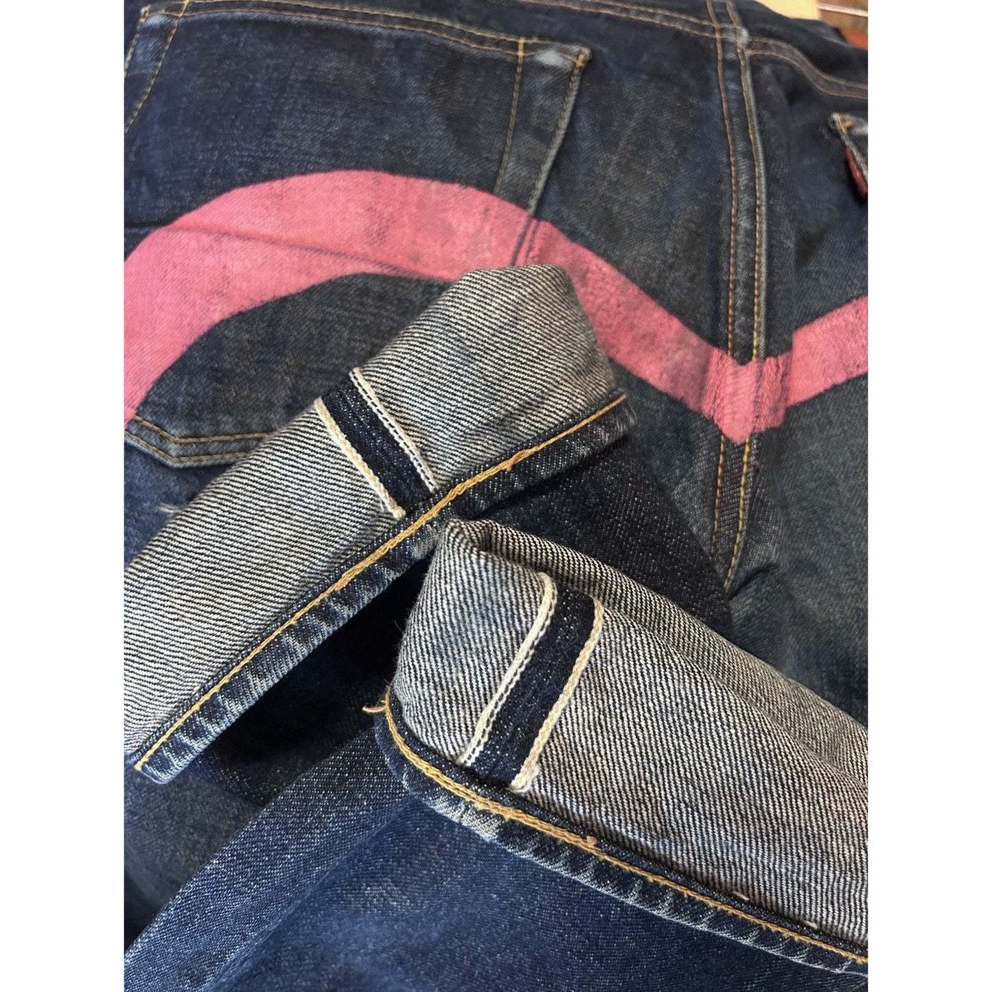 Evisu jeans daicock big logo vintage pink Yamane Japanese