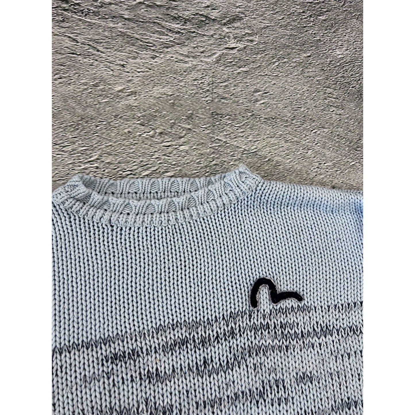 Evisu sweater big logo seagull knit vintage grey red EU ED