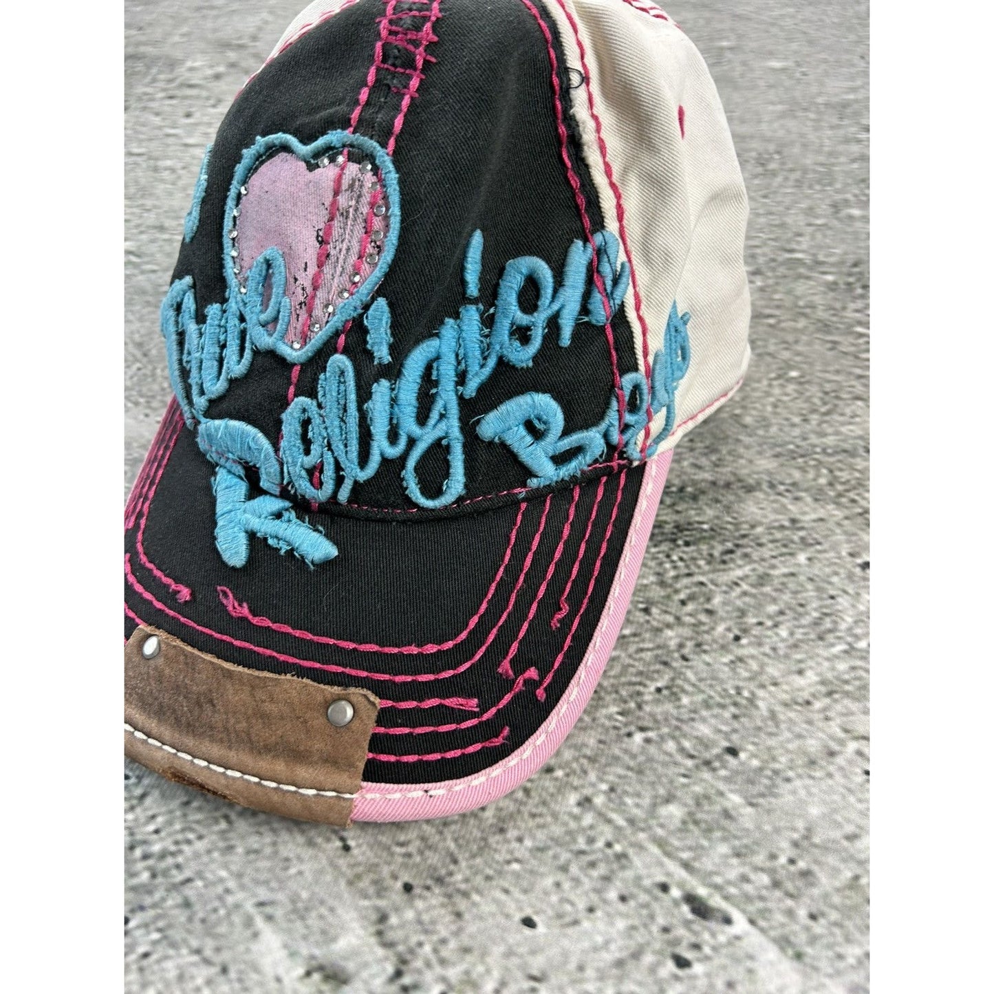 True Religion cap vintage Y2K pink stitching I Love TR Boys