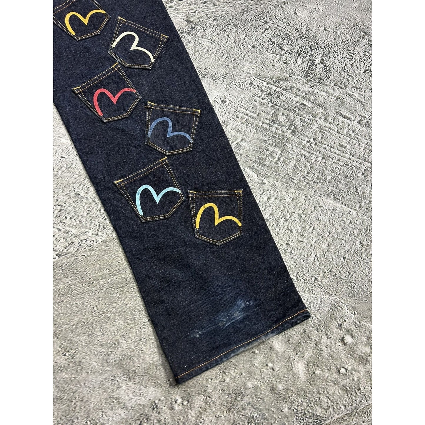 Evisu multipocket jeans multicolor vintage selvedge denim