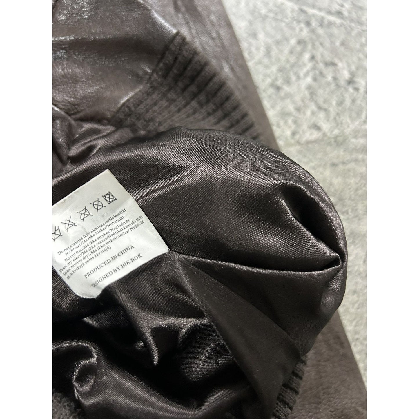 Bikbok brown vintage leather jacket hooded