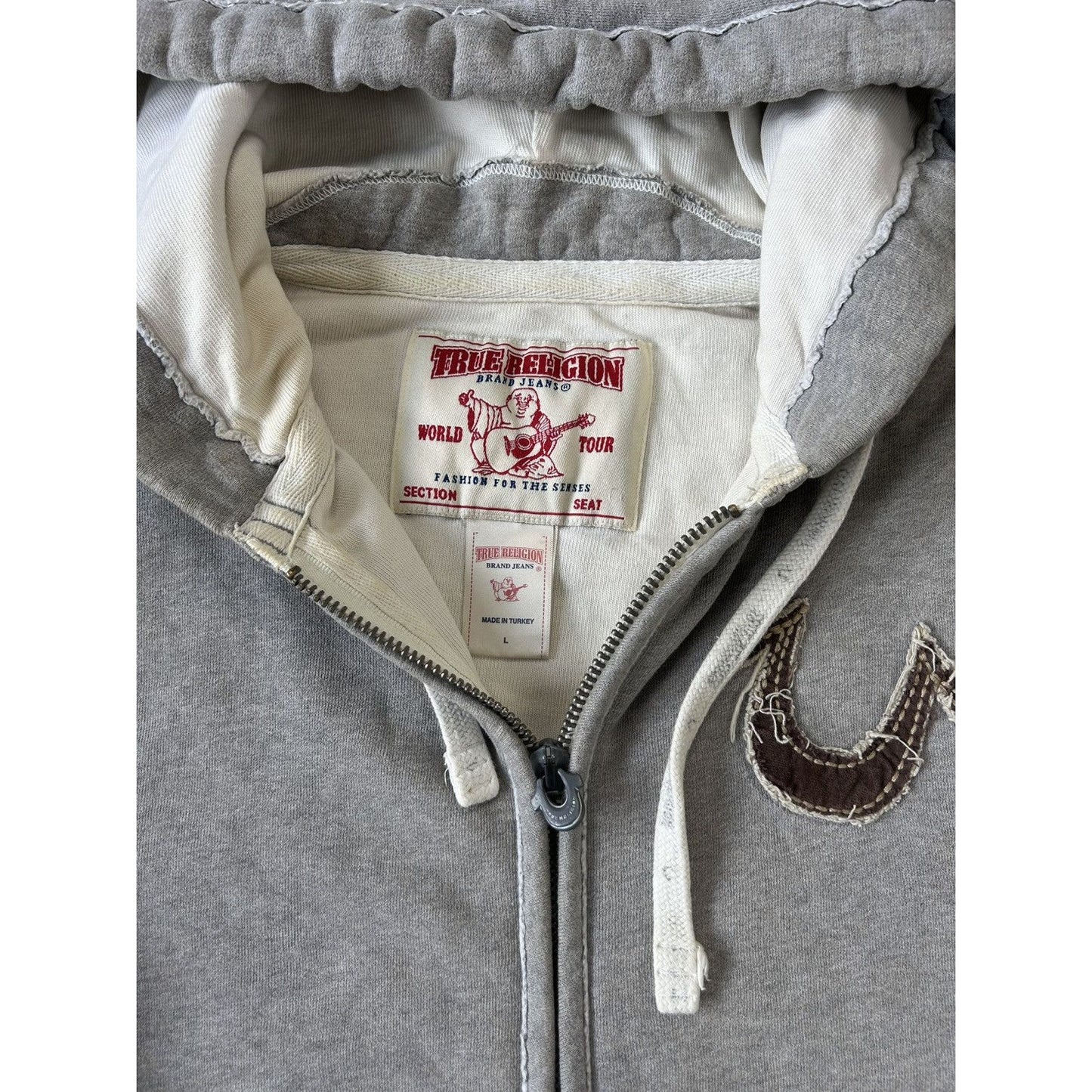 True Religion zip hoodie vintage contrast stitching Y2K