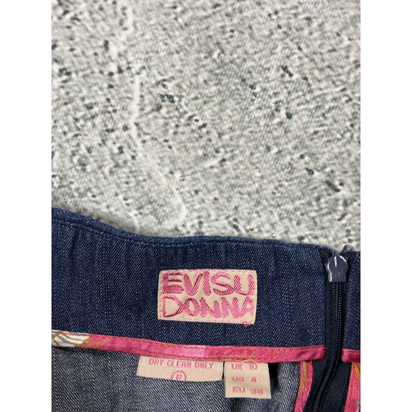 Evisu Donna vintage navy skirt big seagull logo Y2K