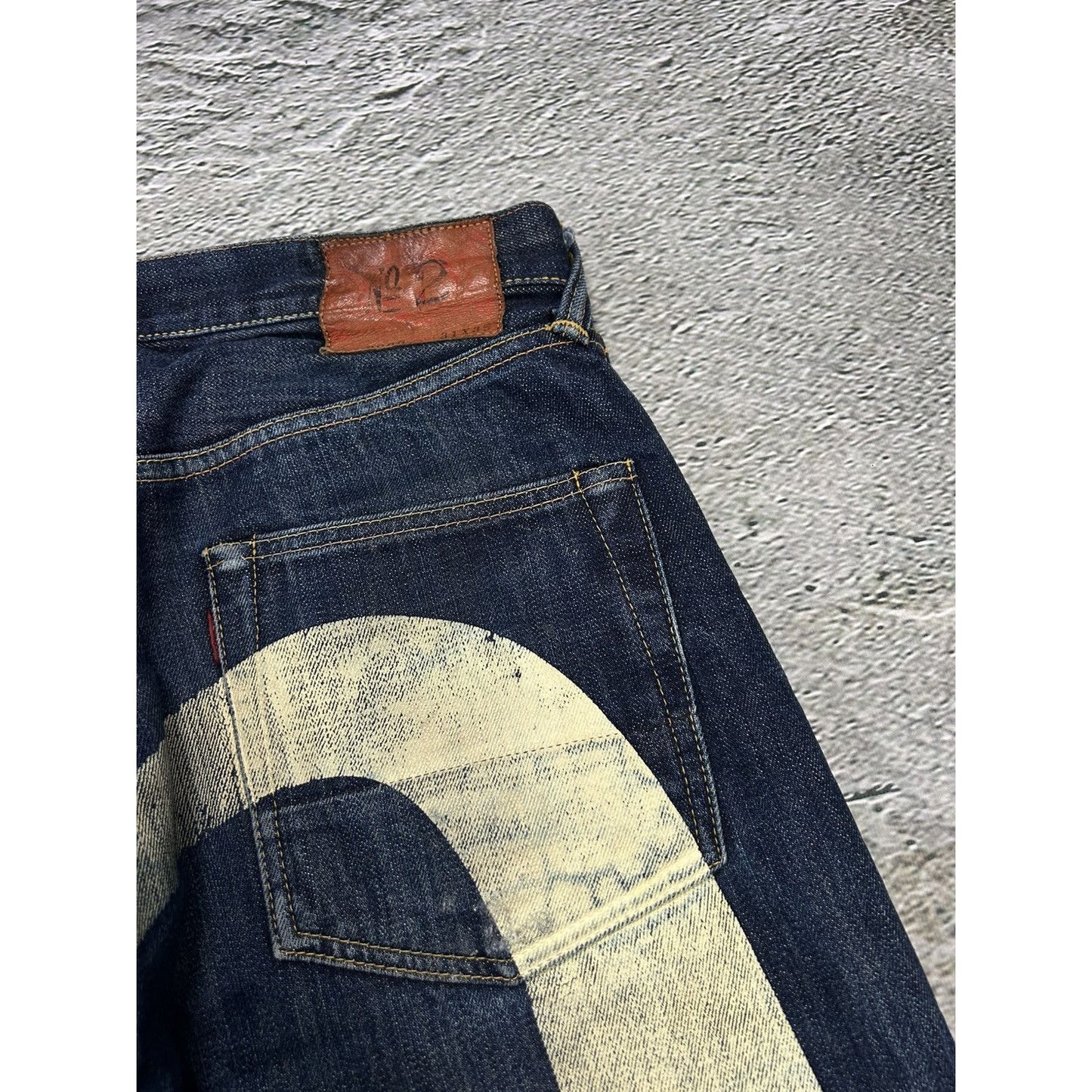 Evisu jeans daicock big logo white selvedge denim Yamane