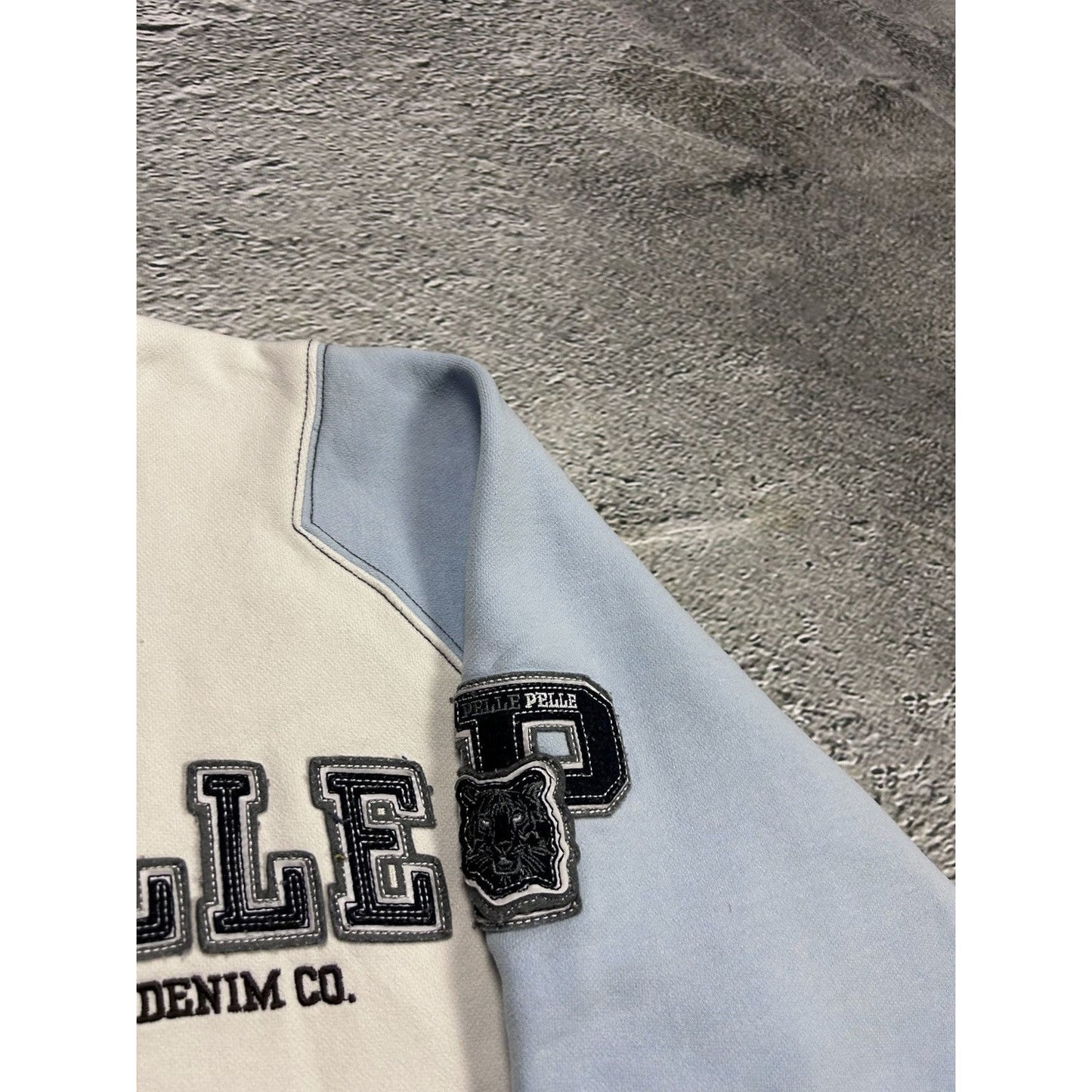 Pelle Pelle sweatshirt big logo 90s beige blue crewneck