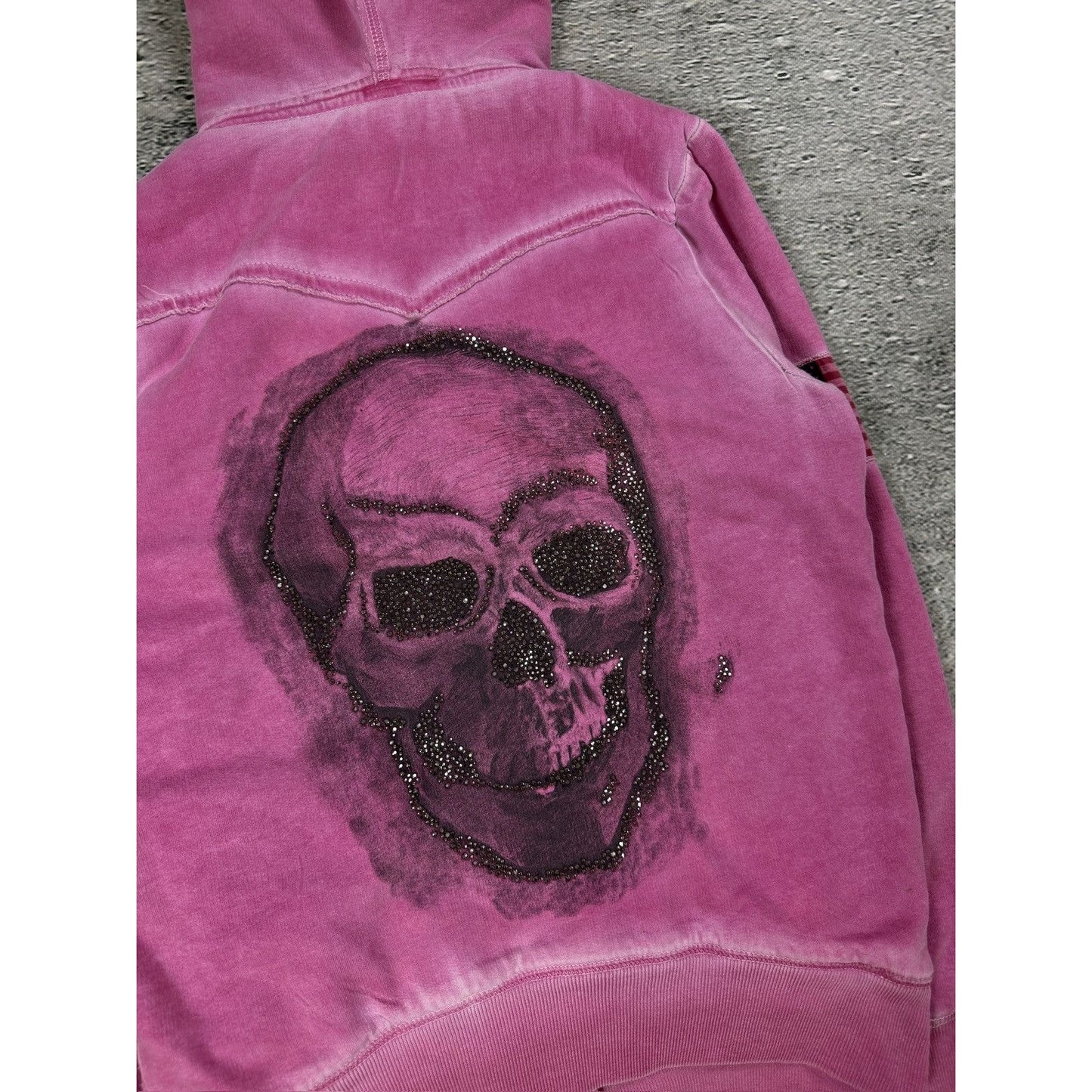 True Religion pink zip hoodie big logo vintage skulls Y2K