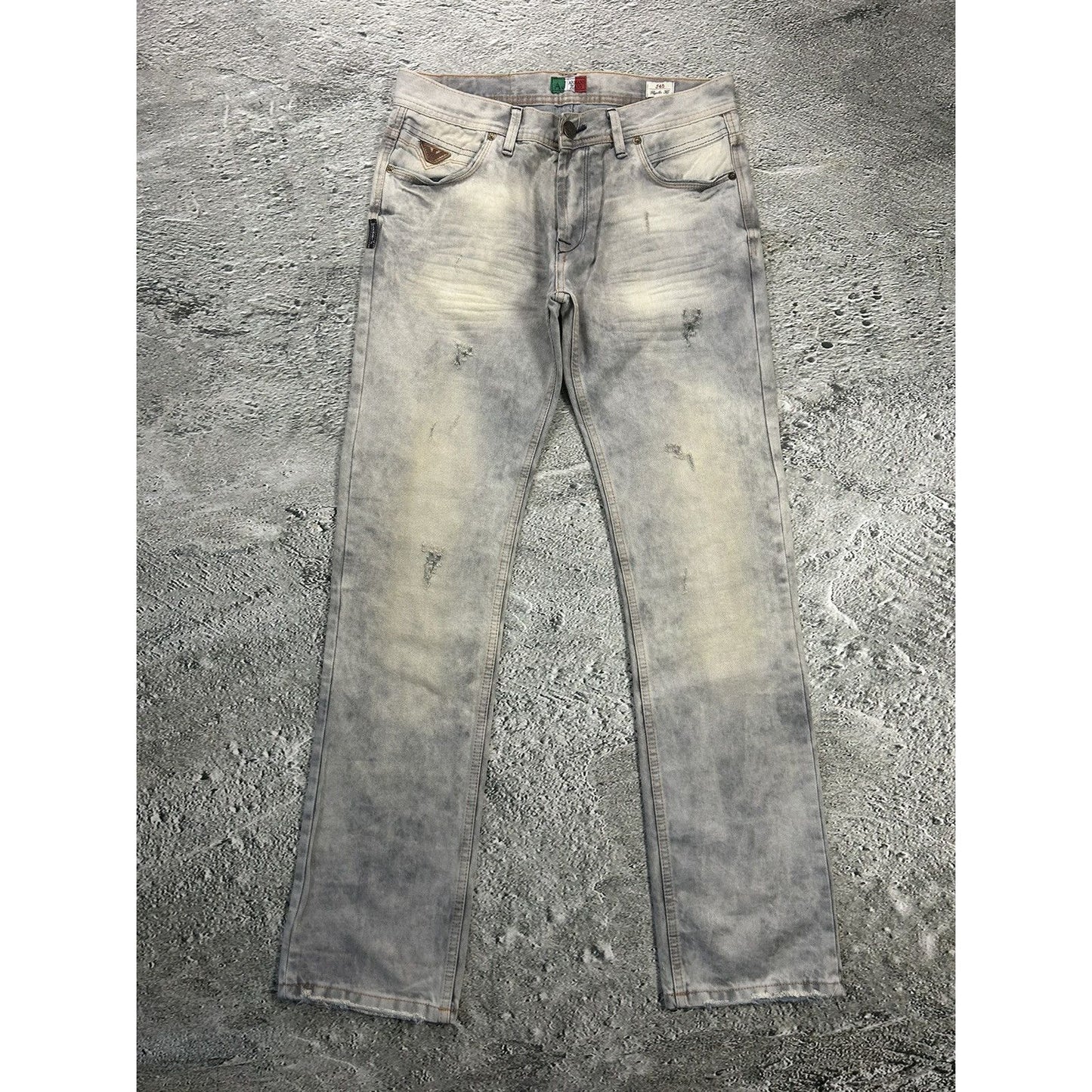 Armani jeans light grey stone washed vintage denim pants