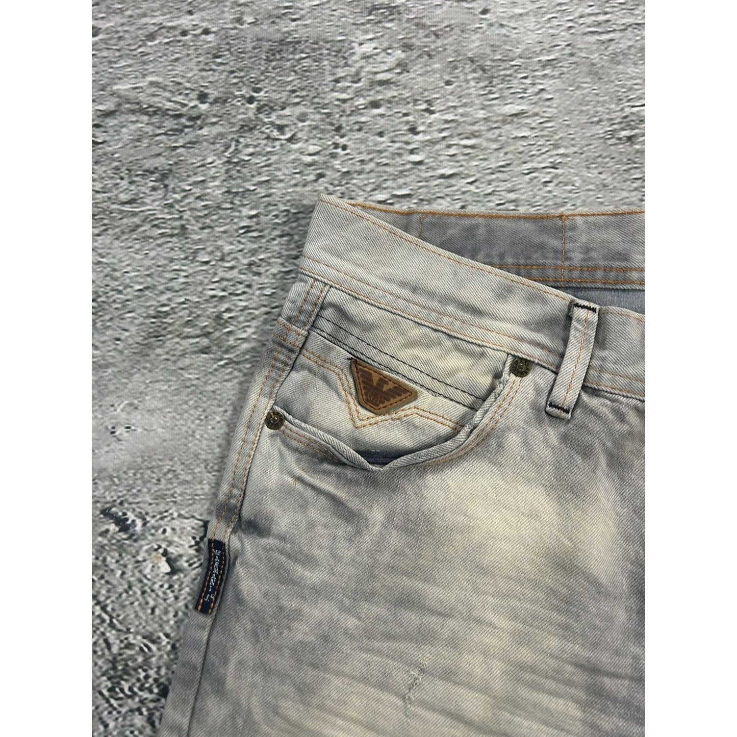 Armani jeans light grey stone washed vintage denim pants
