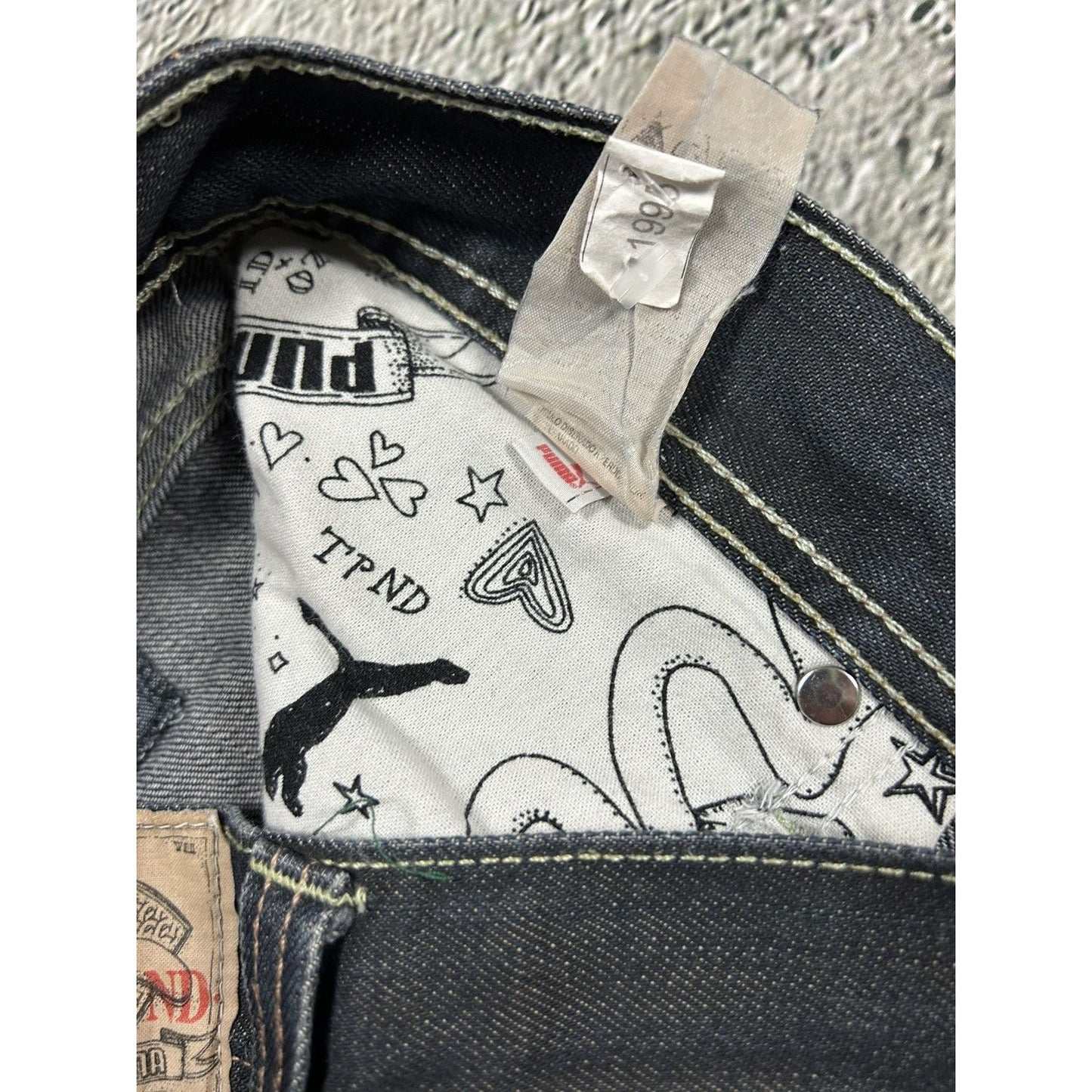 Evisu x Puma vintage navy jeans mint seagulls