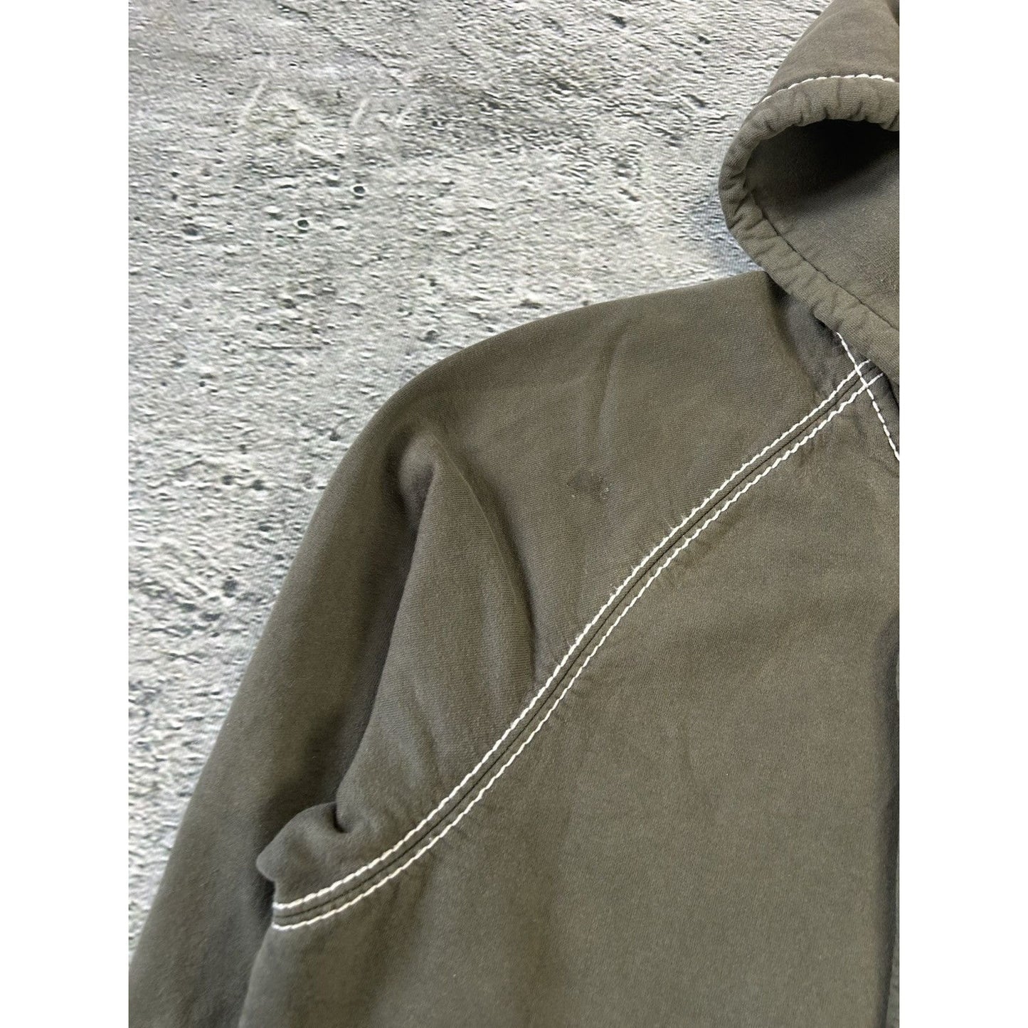 True Religion vintage zip hoodie khaki thick stitching Y2K