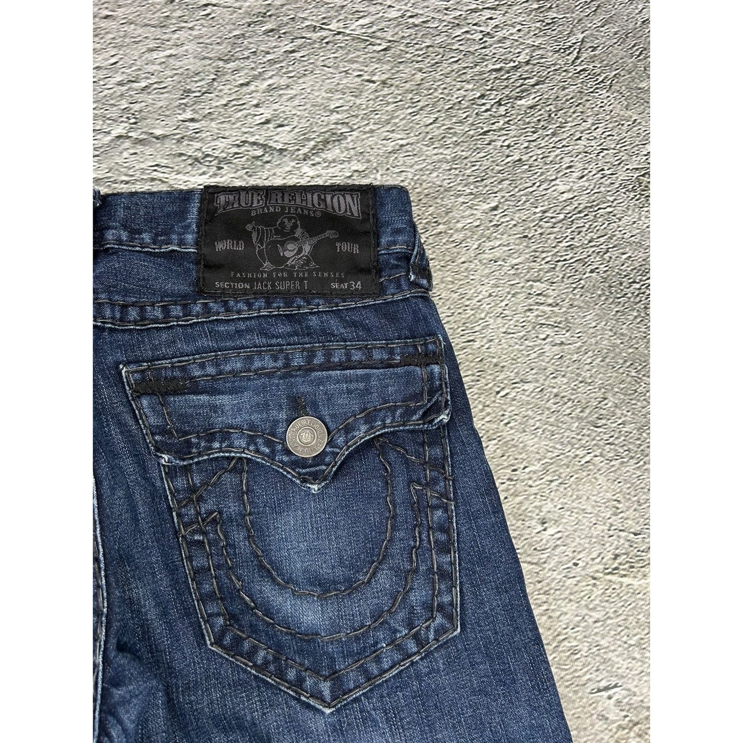 True Religion navy jeans black thick stitching Jack Big QT