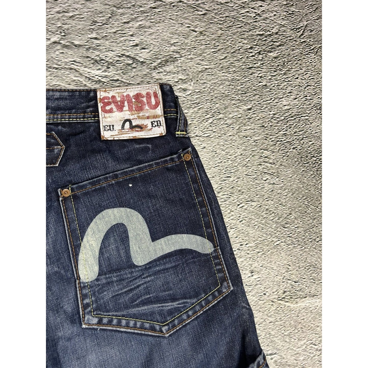 Evisu EU ED jeans vintage denim pants cargo navy blue Y2K