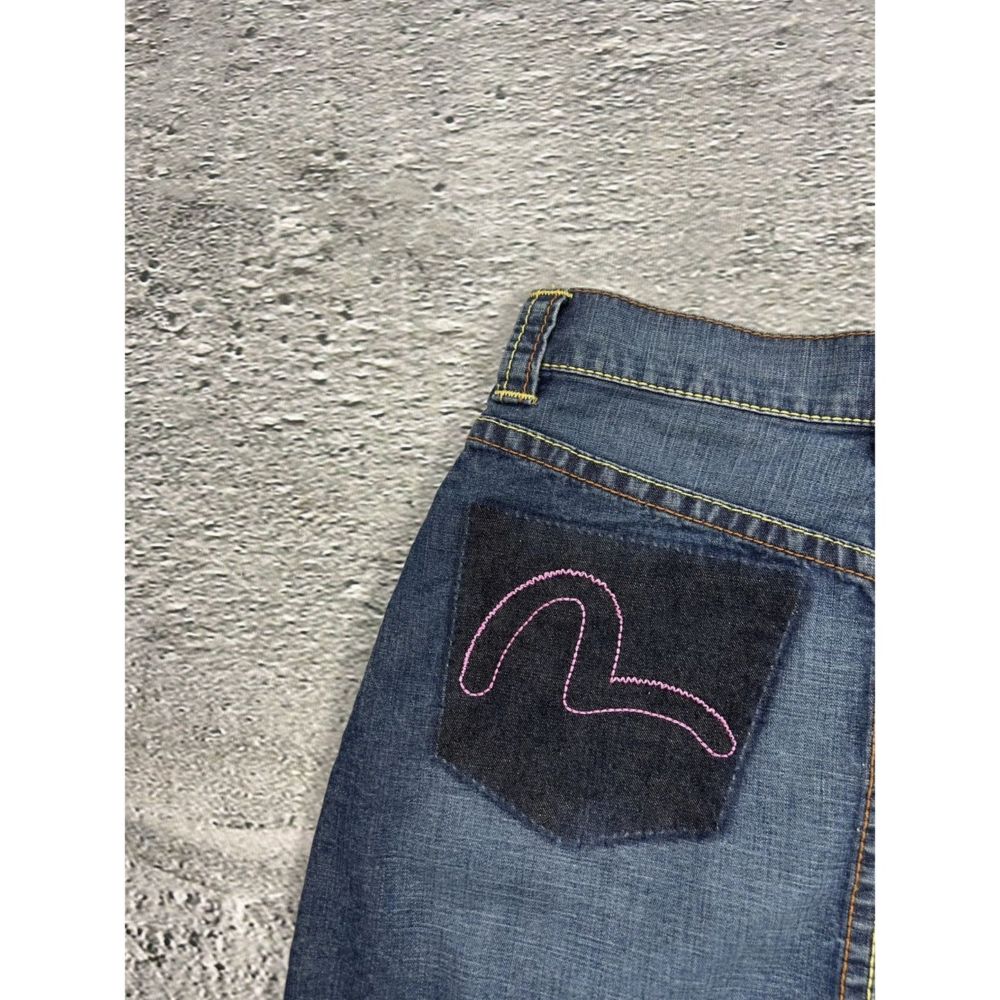 Evisu skirt mini vintage denim red seagulls Y2K